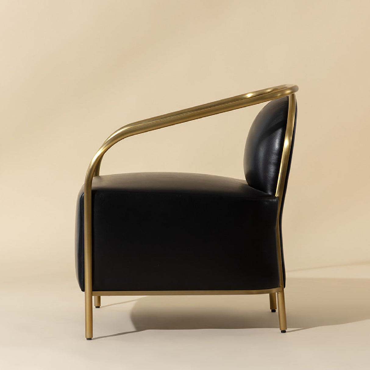 Modern European furniture - Gold Framed Leather Lounge Chair - www.oroa.com | Oroa.com