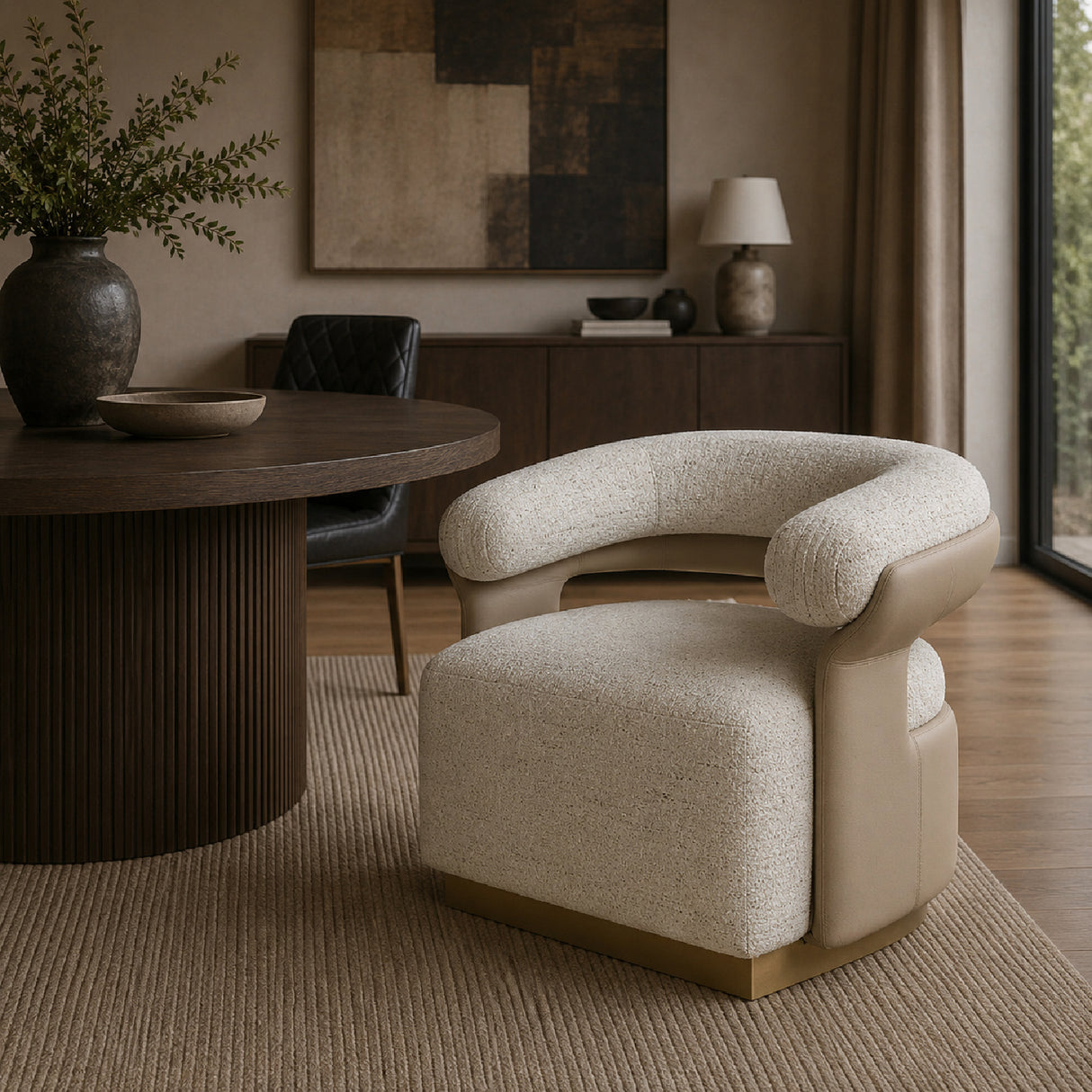 Modern European furniture - Curved-Back Swivel Lounge Chair - www.oroa.com | Oroa.com