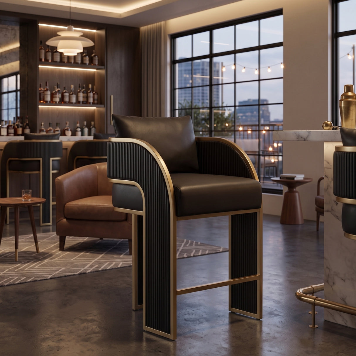 Modern European furniture - 3-Legged Leather Counter Stool - www.oroa.com | Oroa.com