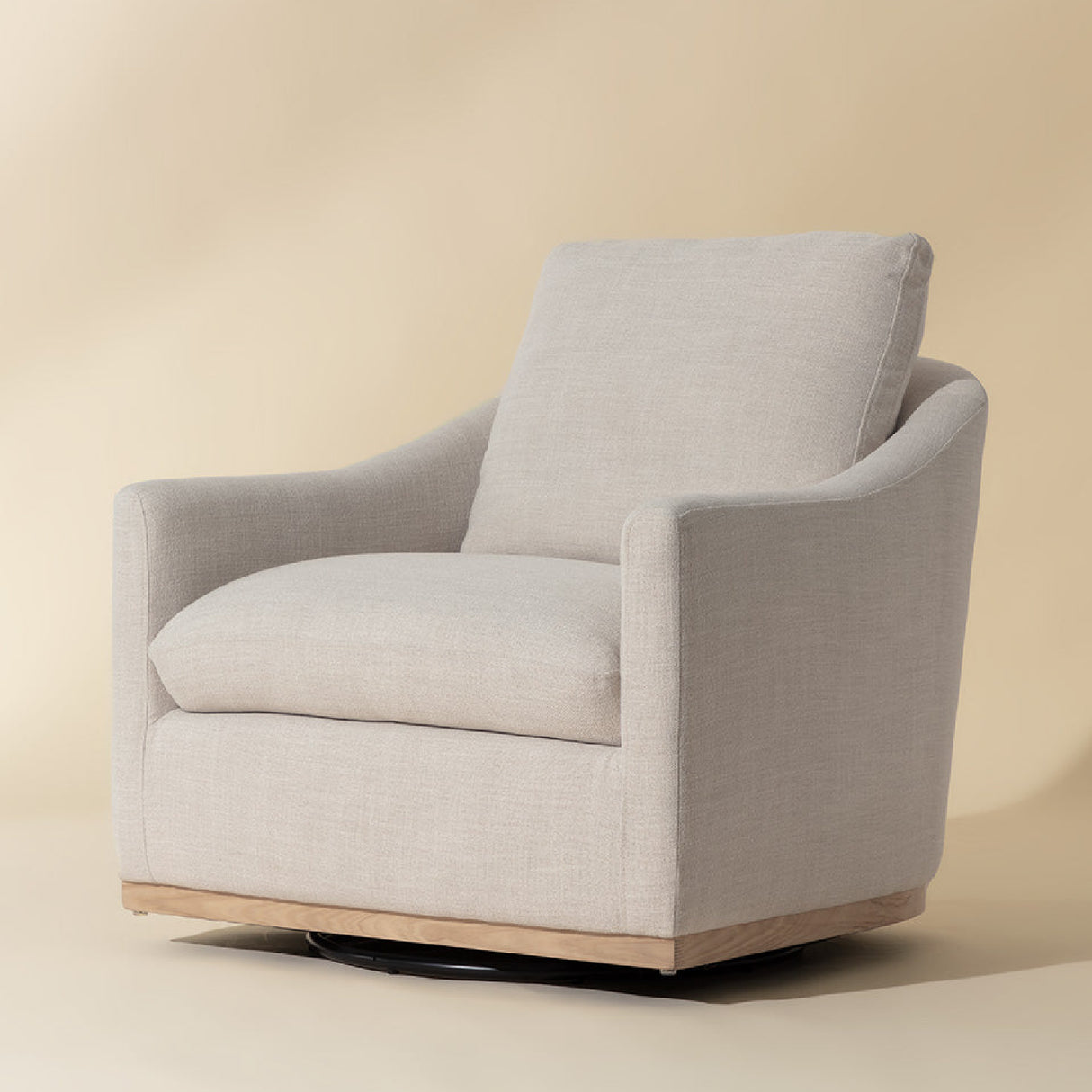 Modern European furniture - White Linen Swivel Lounge Chair - www.oroa.com | Oroa.com