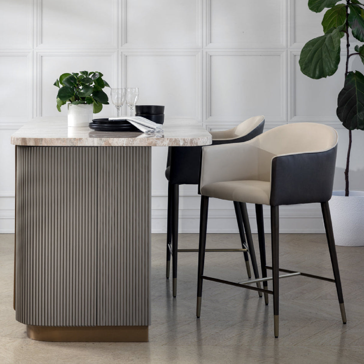Modern European furniture - Cream Leather Counter Stool - www.oroa.com | Oroa.com