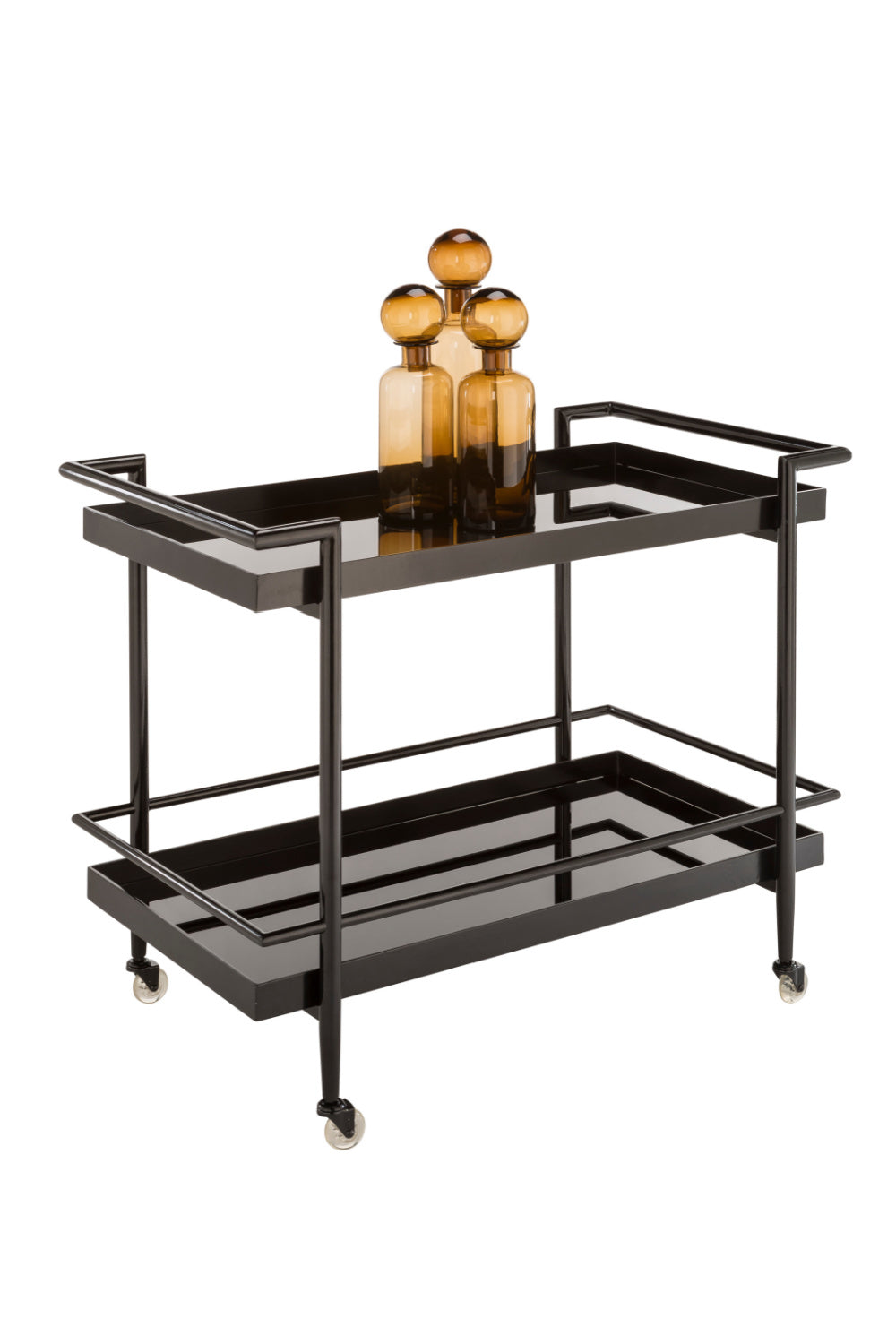 Modern European furniture - Black Glass Shelves Bar Cart - www.oroa.com | Oroa.com