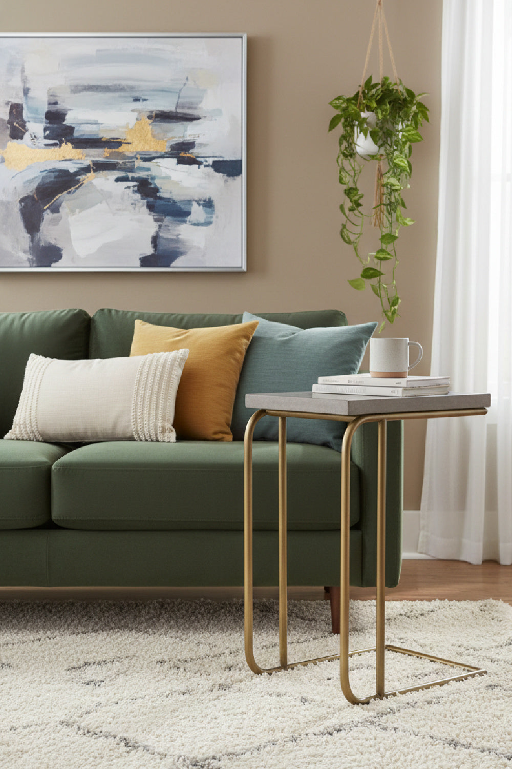 Modern European furniture Gray Concrete C-Shaped End Table - www.oroa.com | Oroa.com