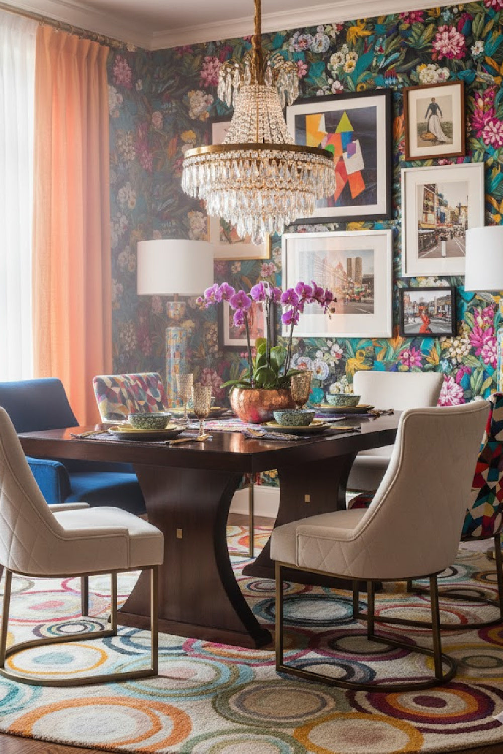 Modern European furniture - Bronze Cantilever Fabric Dining Chairs (2) - www.oroa.com | Oroa.com