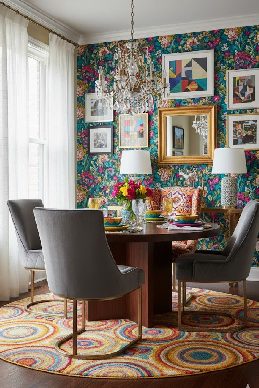 Modern European furniture - Bronze Cantilever Fabric Dining Chairs (2) - www.oroa.com | Oroa.com