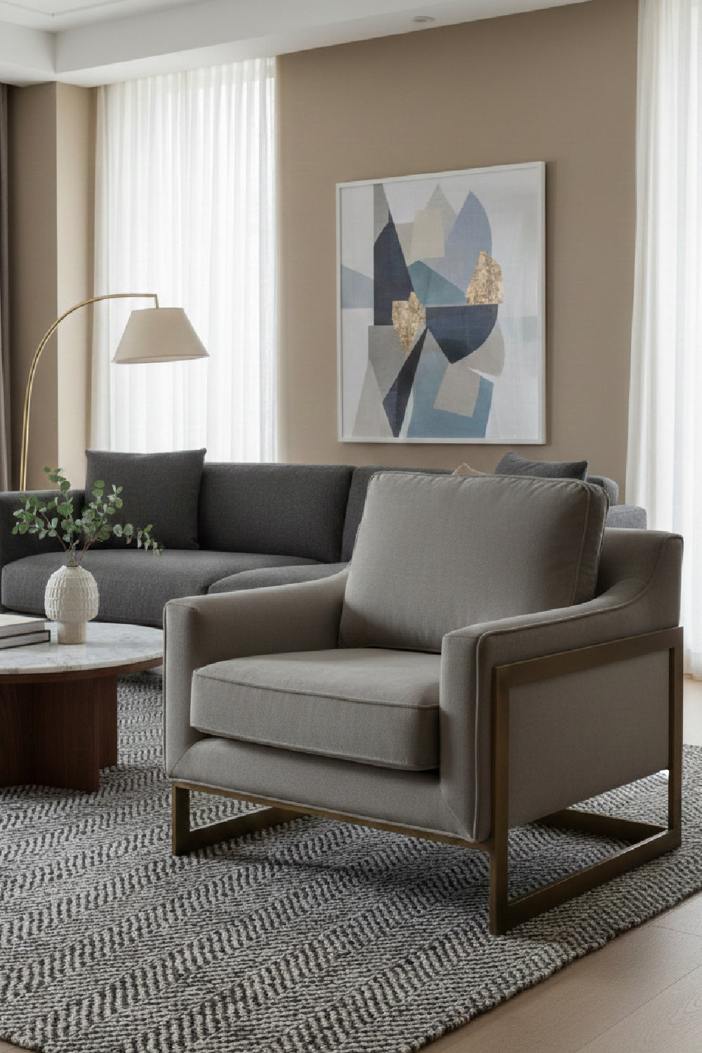 Modern European furniture - Bronze Frame Cantilevered Lounge Chair - www.oroa.com | Oroa.com