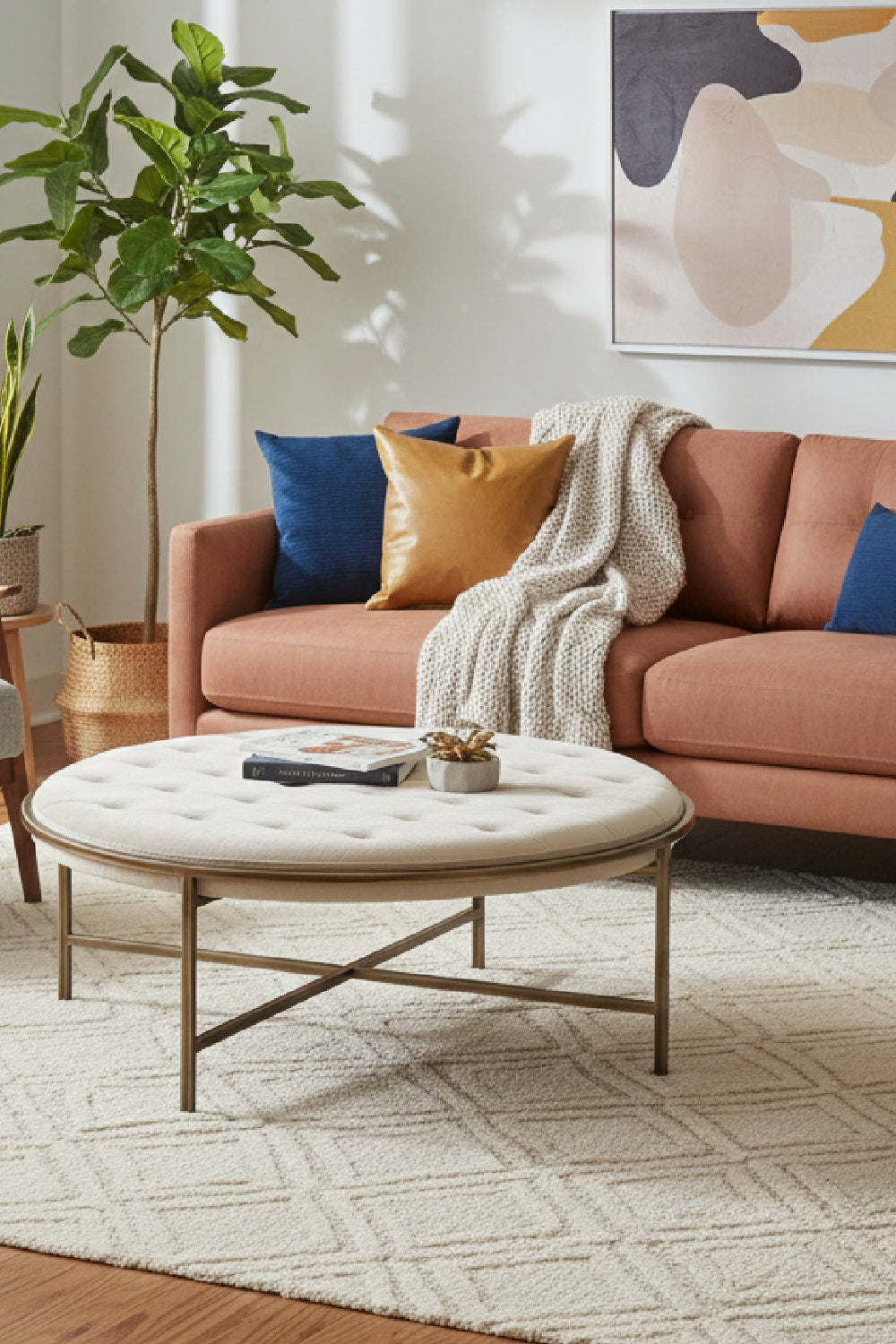Modern European furniture - Metal Frame Upholstered Ottoman - www.oroa.com | Oroa.com