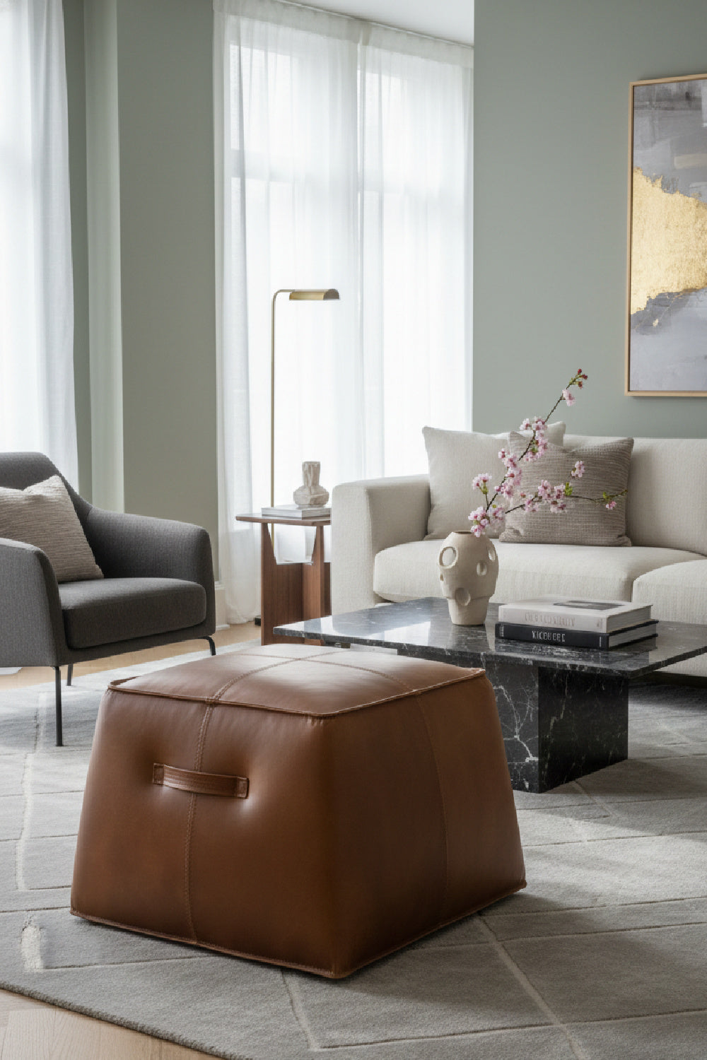 Modern European furniture - Leather Inspired Cube Ottoman - www.oroa.com | Oroa.com