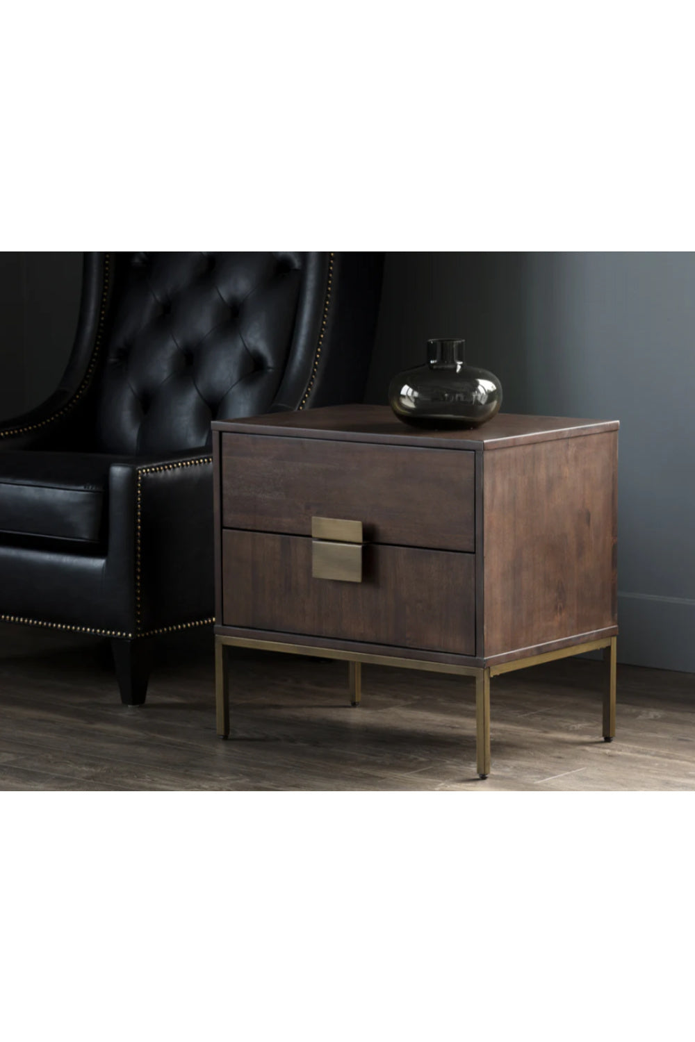 Modern European furniture - Acacia Wood 2-Drawer Nightstand - www.oroa.com | Oroa.com