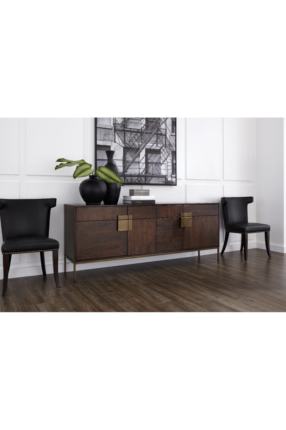 Modern European furniture - Brown Wooden 4-Drawer Sideboard - www.oroa.com | Oroa.com