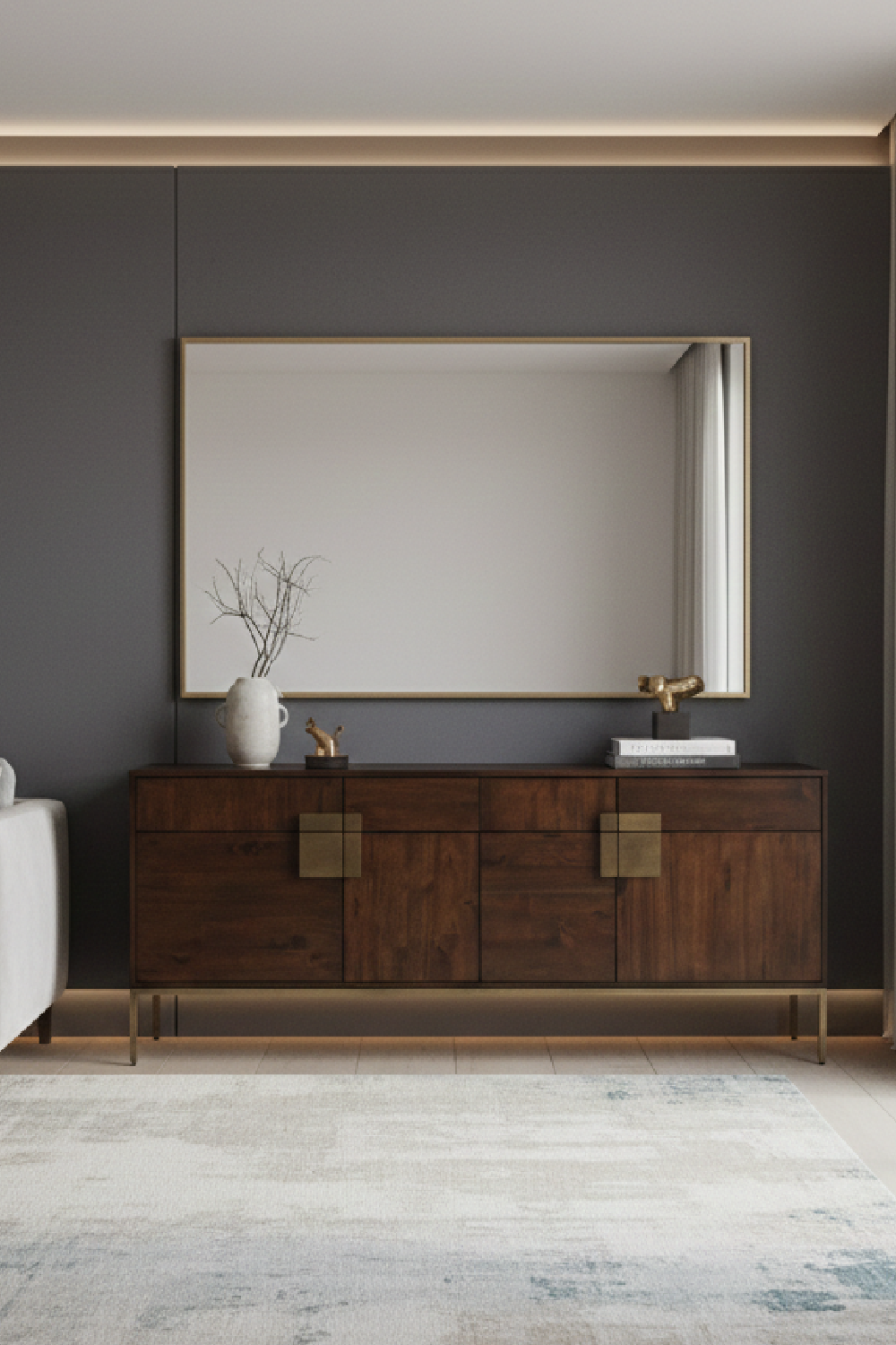 Modern European furniture - Brown Wooden 4-Drawer Sideboard - www.oroa.com | Oroa.com