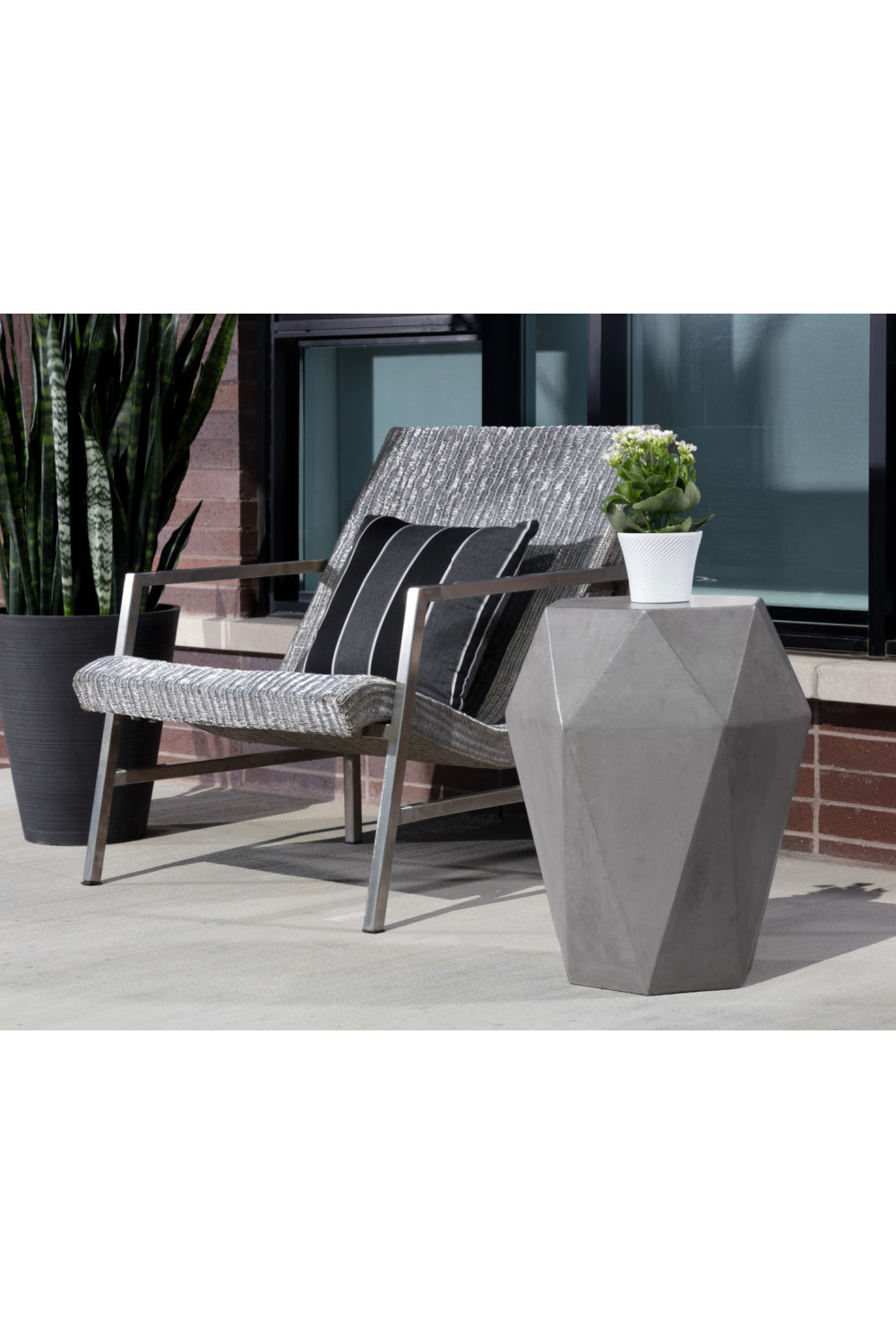 Modern European furniture - Gray Faceted Indoor/Outdoor End Table - www.oroa.com | Oroa.com