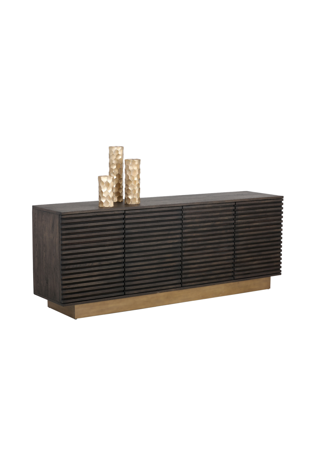 Modern European furniture - Brown Oak Fluted 4-Door Sideboard - www.oroa.com | Oroa.com