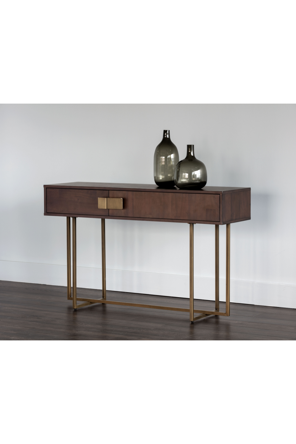 Modern European furniture - Brown Wooden 2-Drawer Console Table - www.oroa.com | Oroa.com