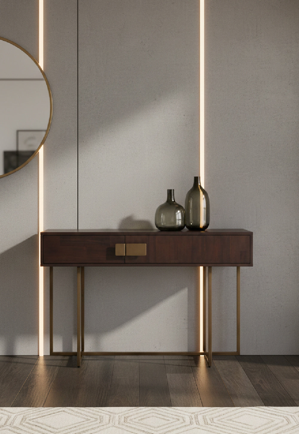 Modern European furniture - Brown Wooden 2-Drawer Console Table - www.oroa.com | Oroa.com