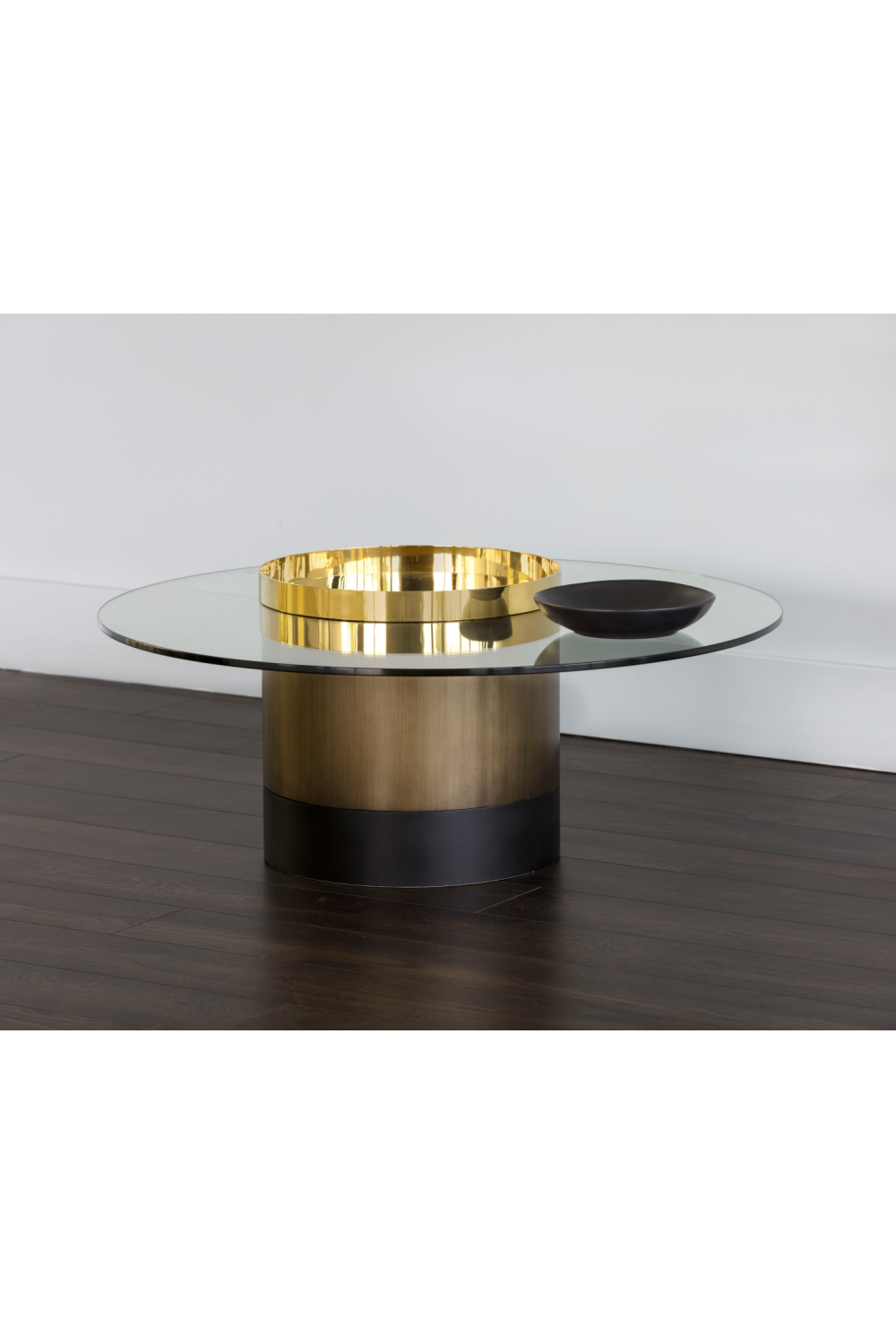 Modern European furniture - Cylindrical Gold Base Coffee Table - www.oroa.com | Oroa.com
