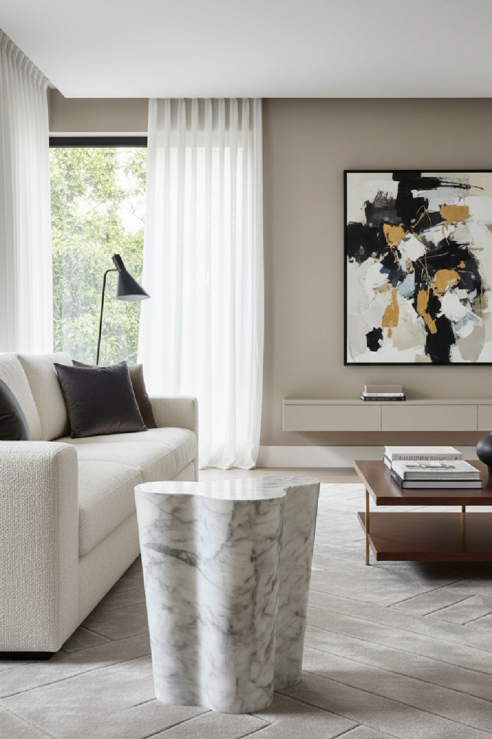 Modern European furniture - Marble-Look Indoor/Outdoor End Table S - www.oroa.com | Oroa.com