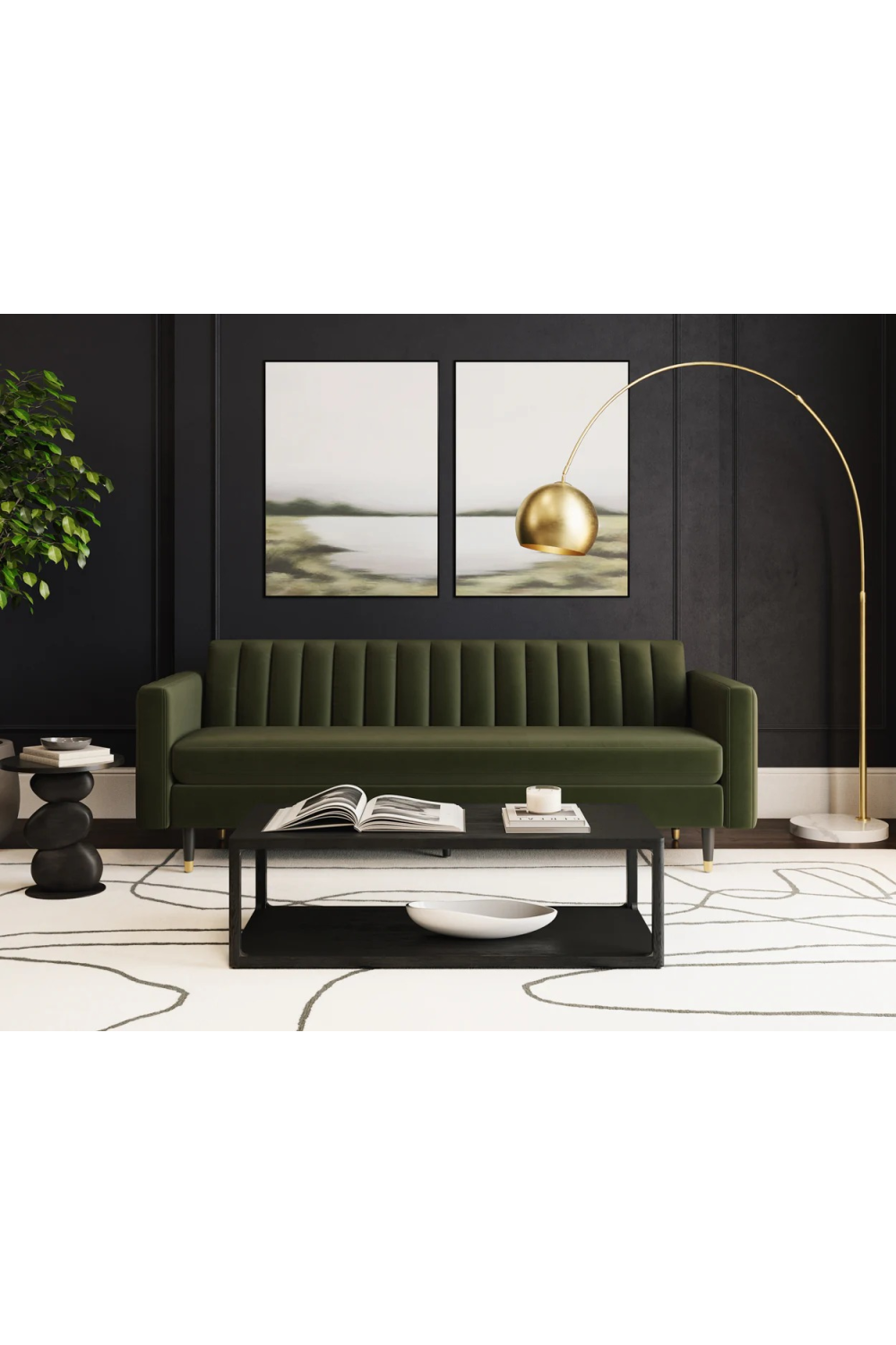 Modern European furniture - Channeled Green Velvet Sofa - www.oroa.com | Oroa.com