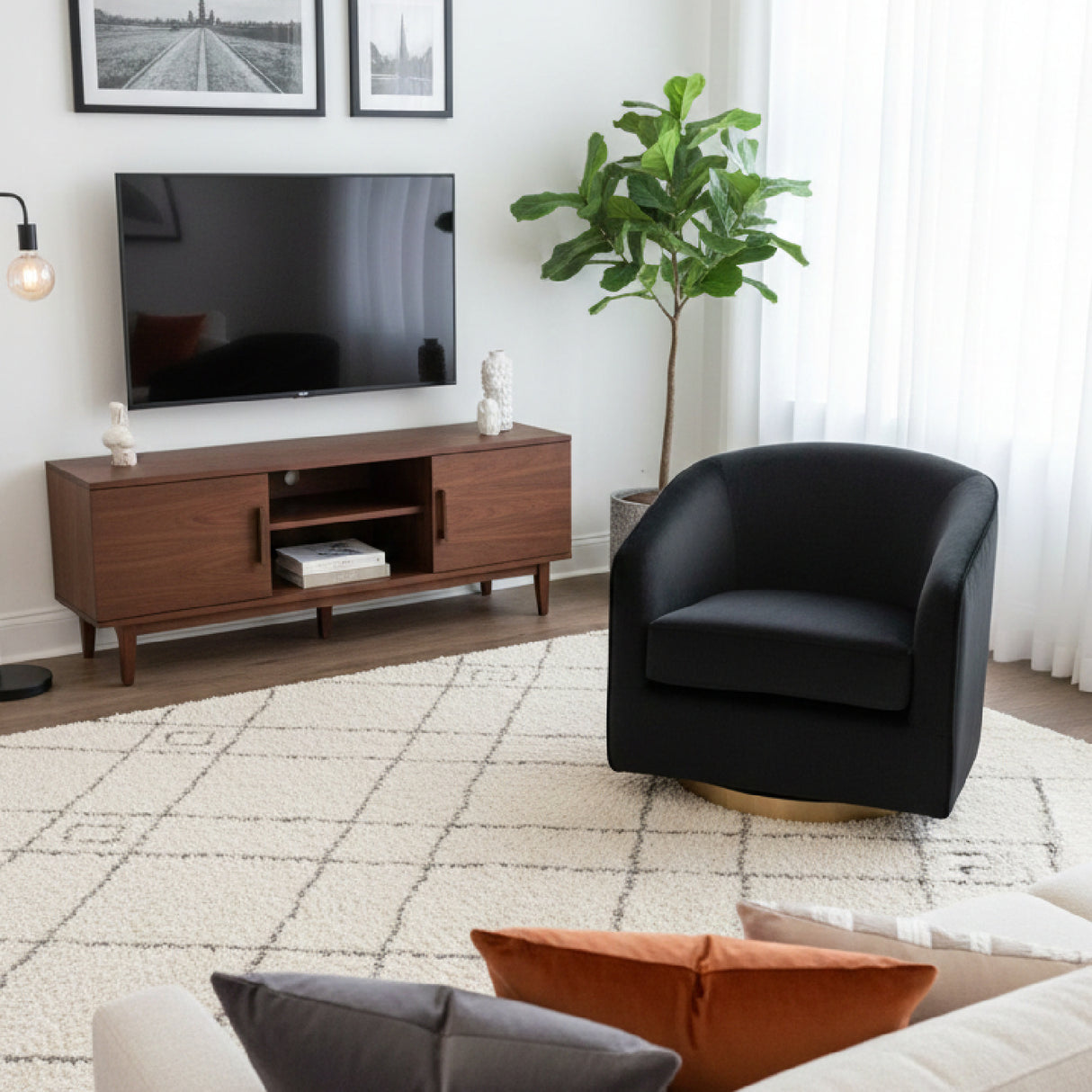 Modern European furniture - Curved Swivel Lounge Chair - www.oroa.com | Oroa.com