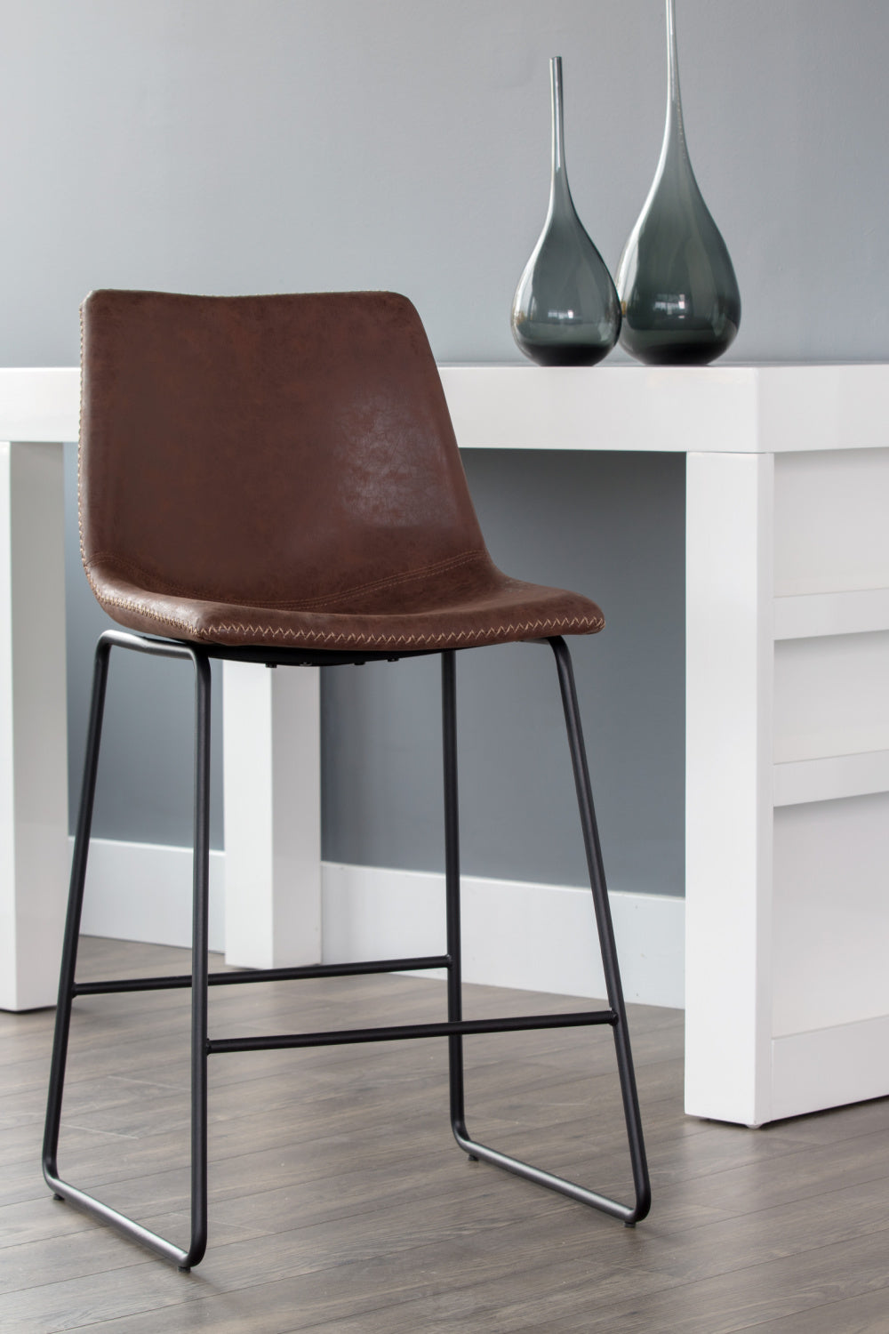 Modern European furniture - Leather-Look Mid-Century Counter Stools (2) - www.oroa.com | Oroa.com