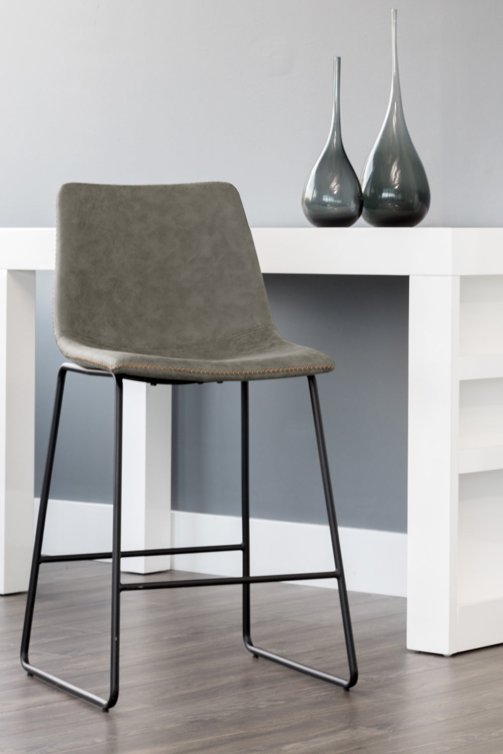 Modern European furniture - Leather-Look Mid-Century Counter Stools (2) - www.oroa.com | Oroa.com