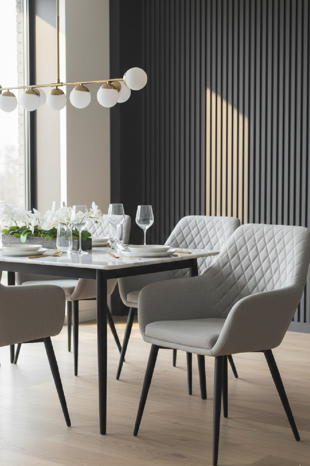 Modern European furniture - Gray Diamond-Tufted Dining Armchair - www.oroa.com | Oroa.com