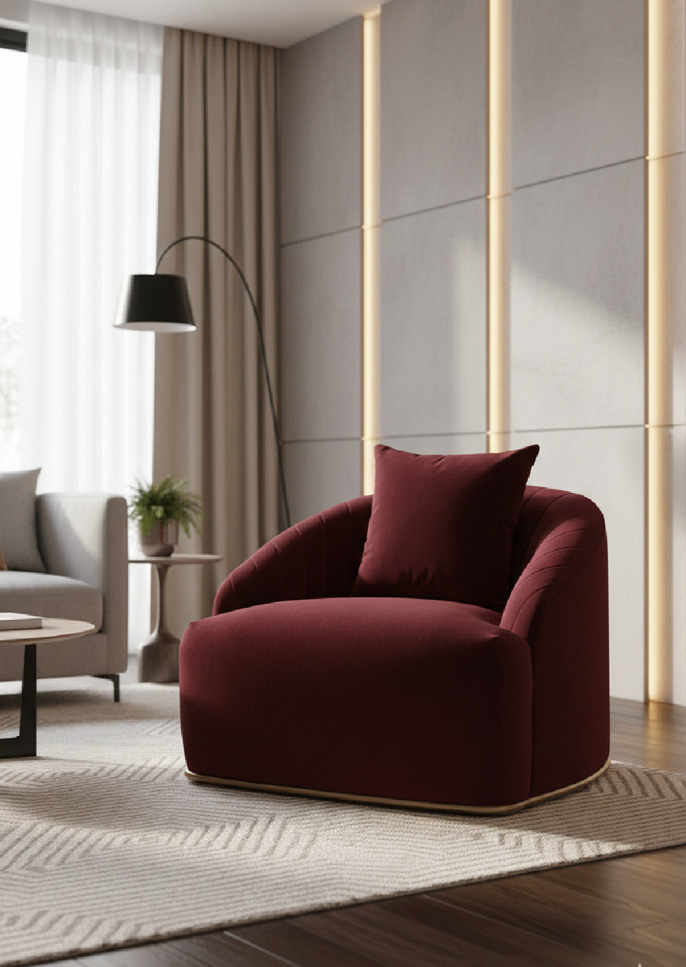 Modern European furniture - Curved Channel-Tufted Lounge Chair - www.oroa.com | Oroa.com