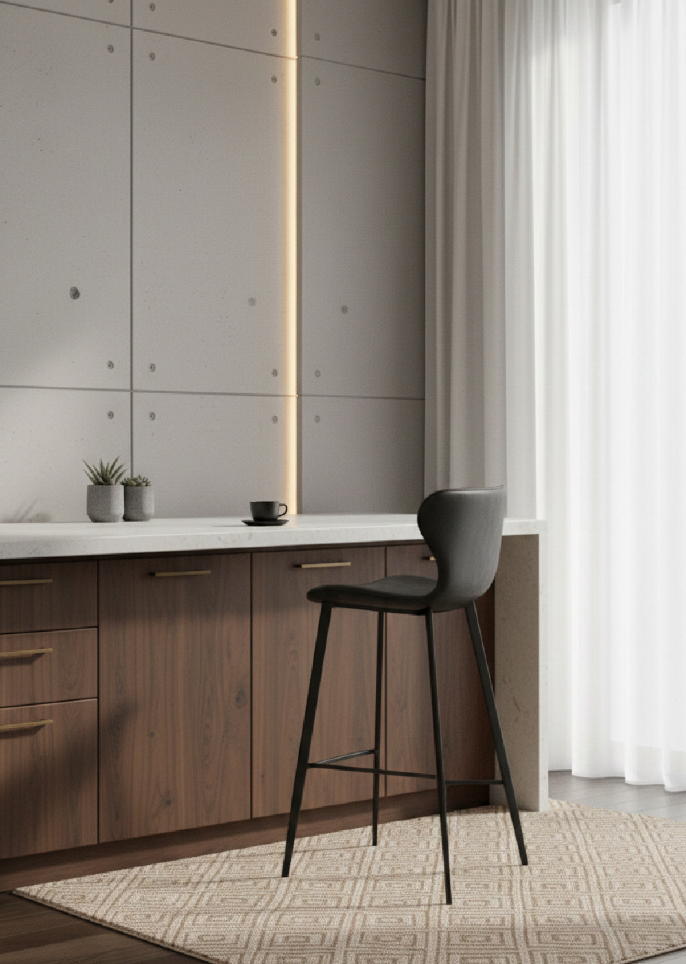 Modern European furniture - Clamshell Style Tufted Bar Stool - www.oroa.com | Oroa.com