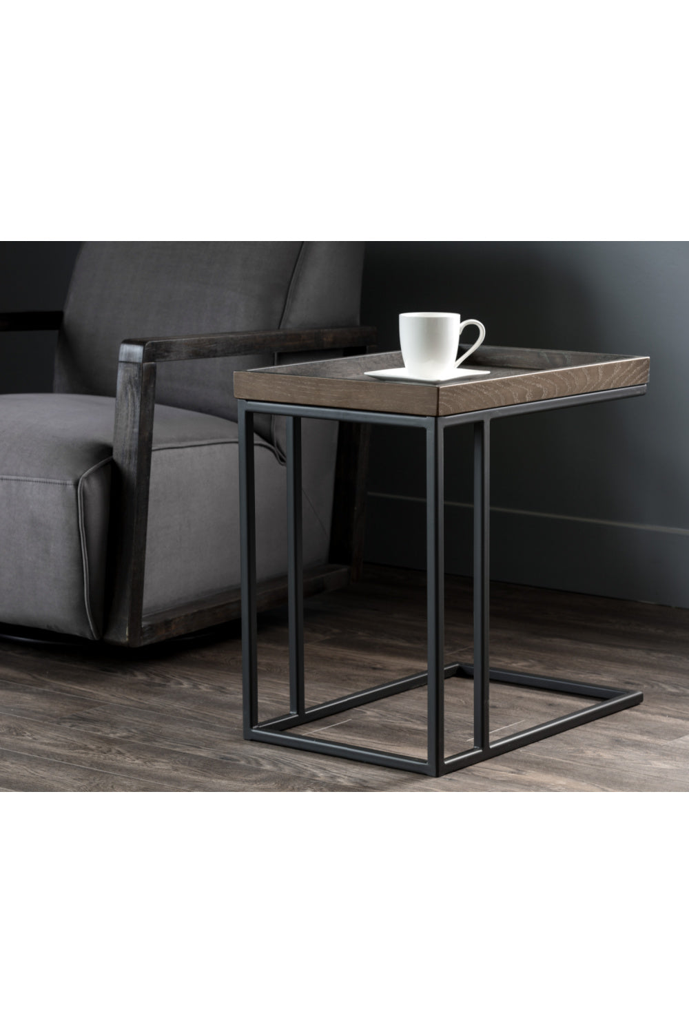 Modern European furniture Gray Oak C-Shaped Side Table - www.oroa.com | Oroa.com