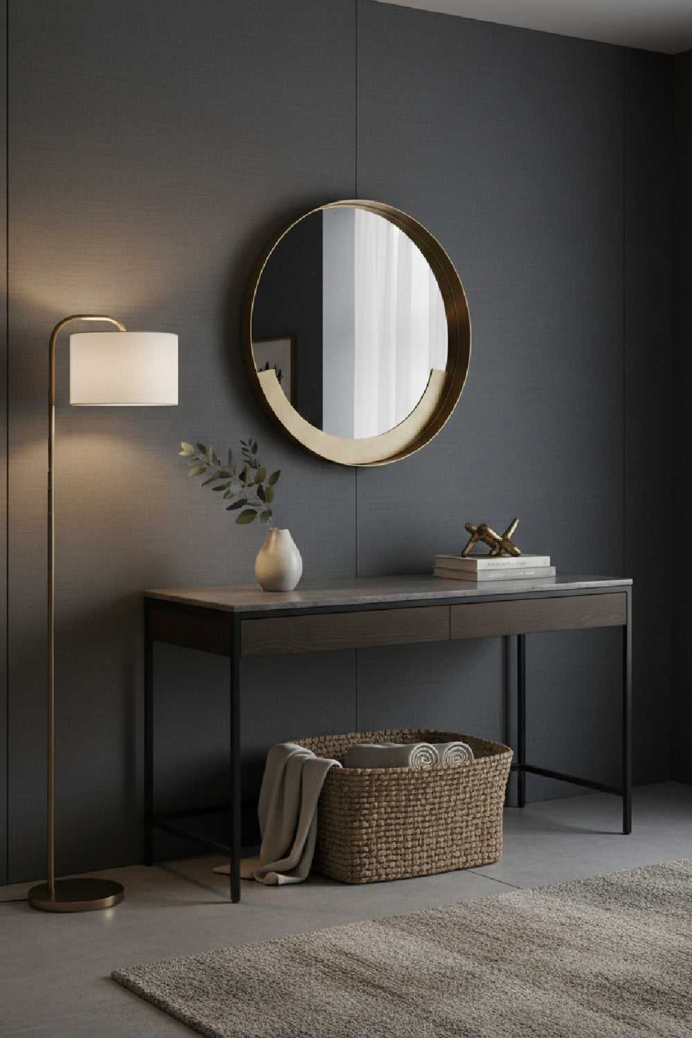 Modern European furniture - Gray Marble 2-Drawer Console Table - www.oroa.com | Oroa.com