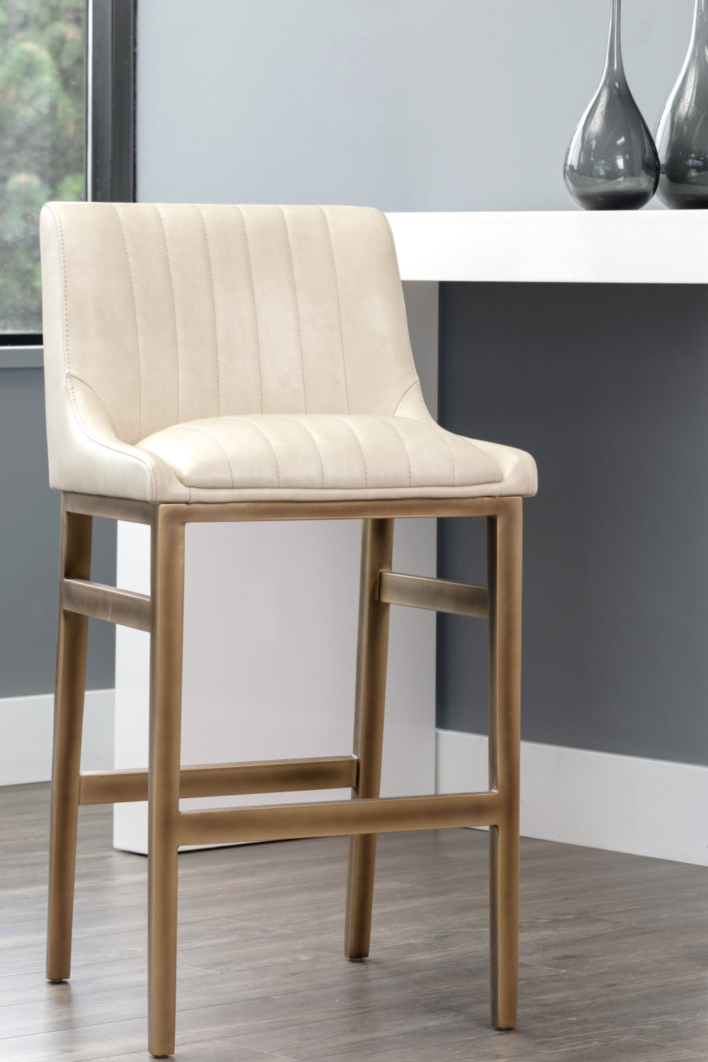 Modern European furniture - Leather-Look Vertical-Channeled Bar Stool - www.oroa.com | Oroa.com
