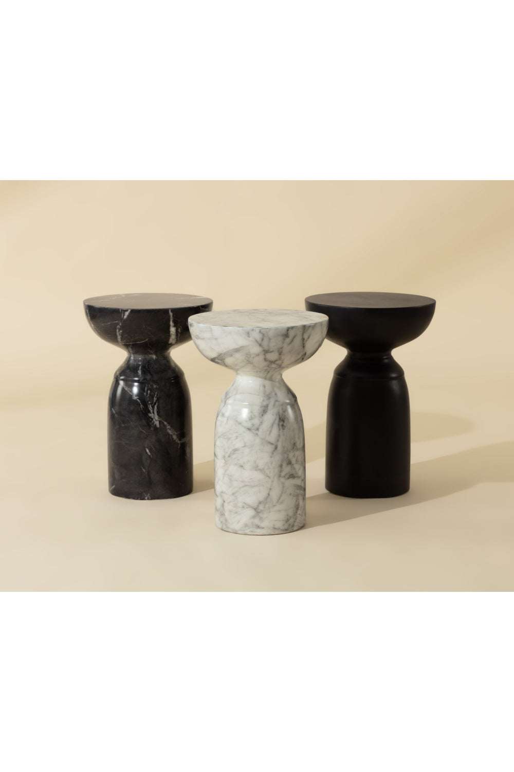 Modern European furniture - Round Marble-Look Indoor/Outdoor End Table - www.oroa.com | Oroa.com