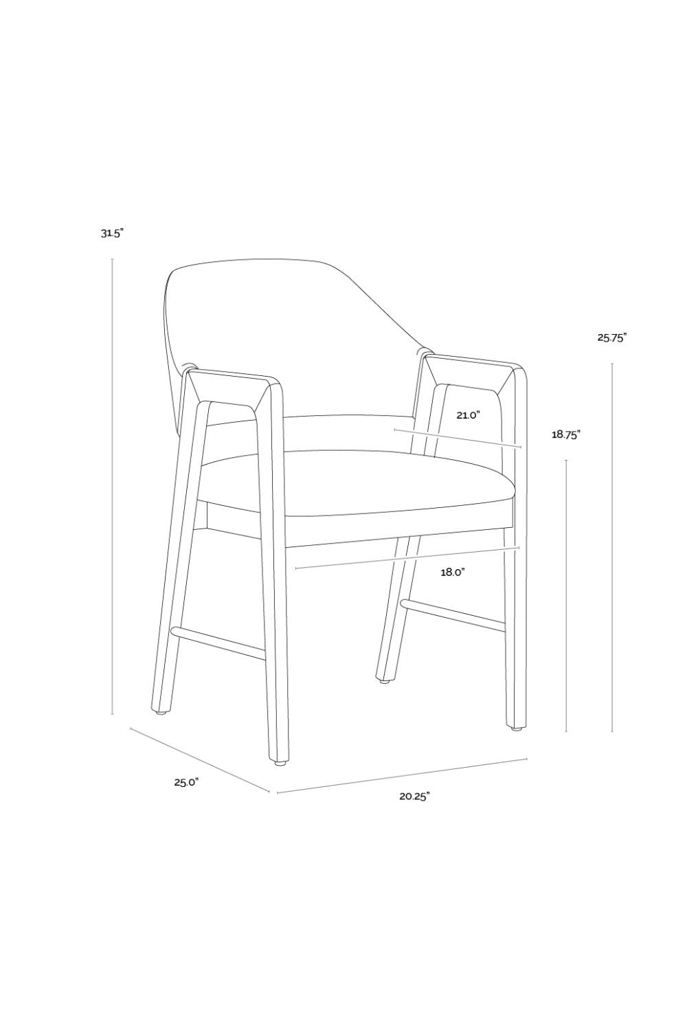 Modern European furniture - Smoked Acacia Frame Dining Chair - www.oroa.com | Oroa.com