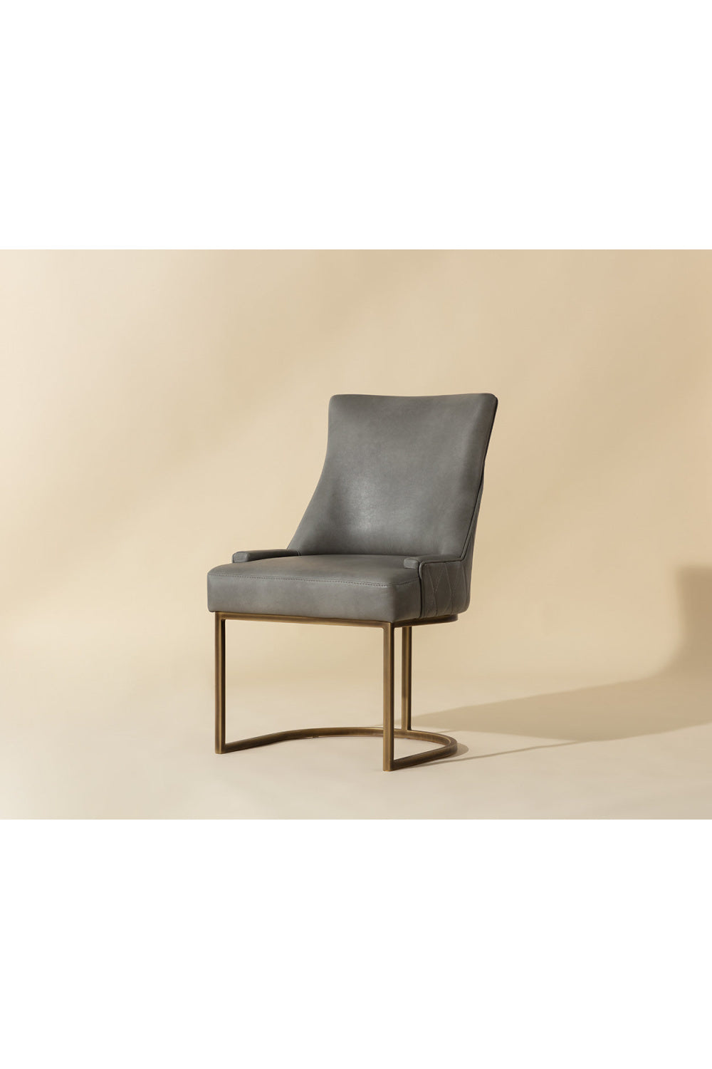 Modern European furniture - Bronze Cantilever Leather Dining Chairs (2) - www.oroa.com | Oroa.com