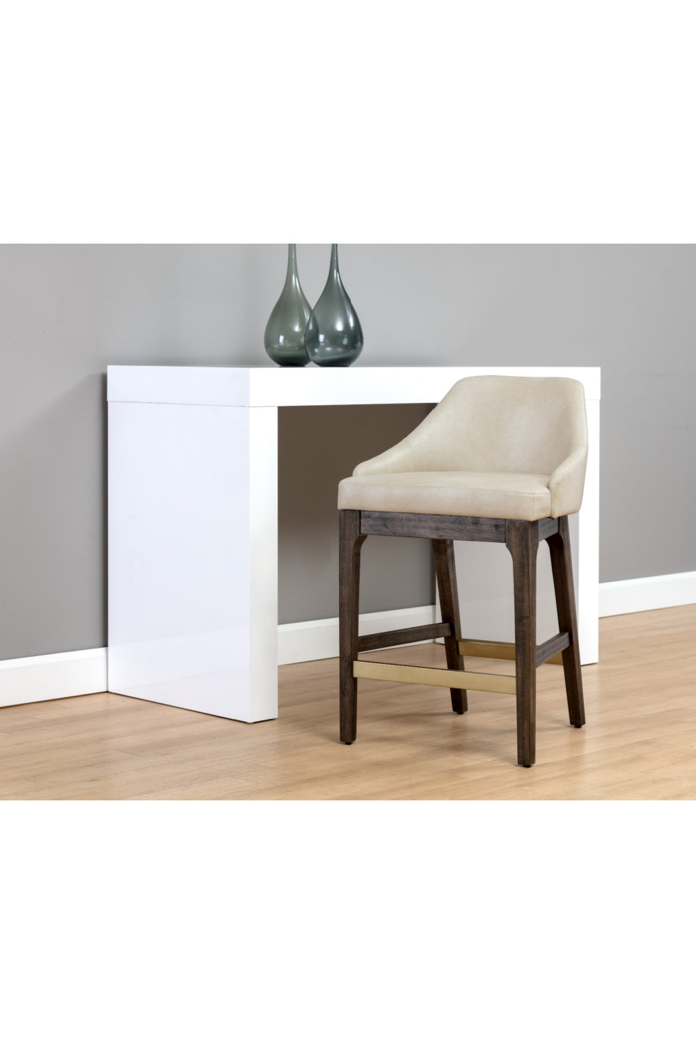 Modern European furniture - Cream Leather Look Counter Stool - www.oroa.com | Oroa.com