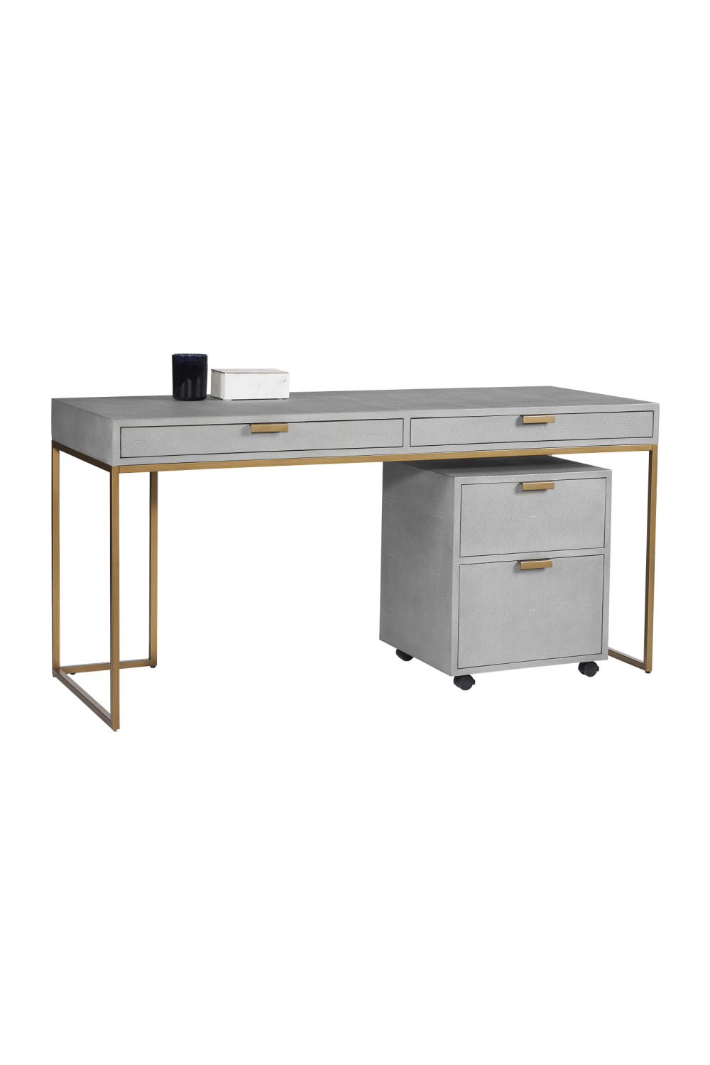 Modern European furniture - Gray Shagreen 2-Drawer Desk - www.oroa.com | Oroa.com