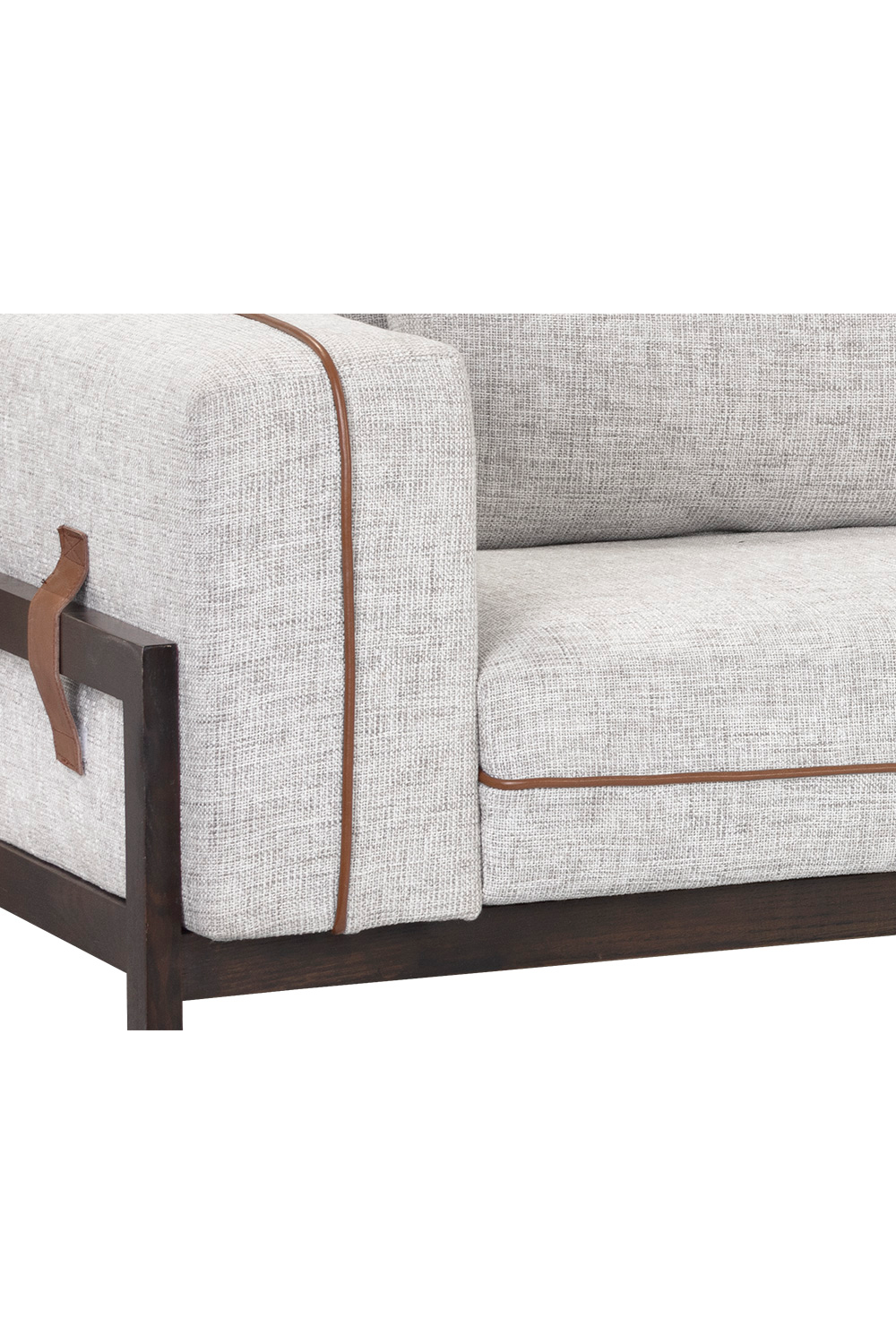 Modern European furniture - Brown Leather Piped Sofa - www.oroa.com | Oroa.com