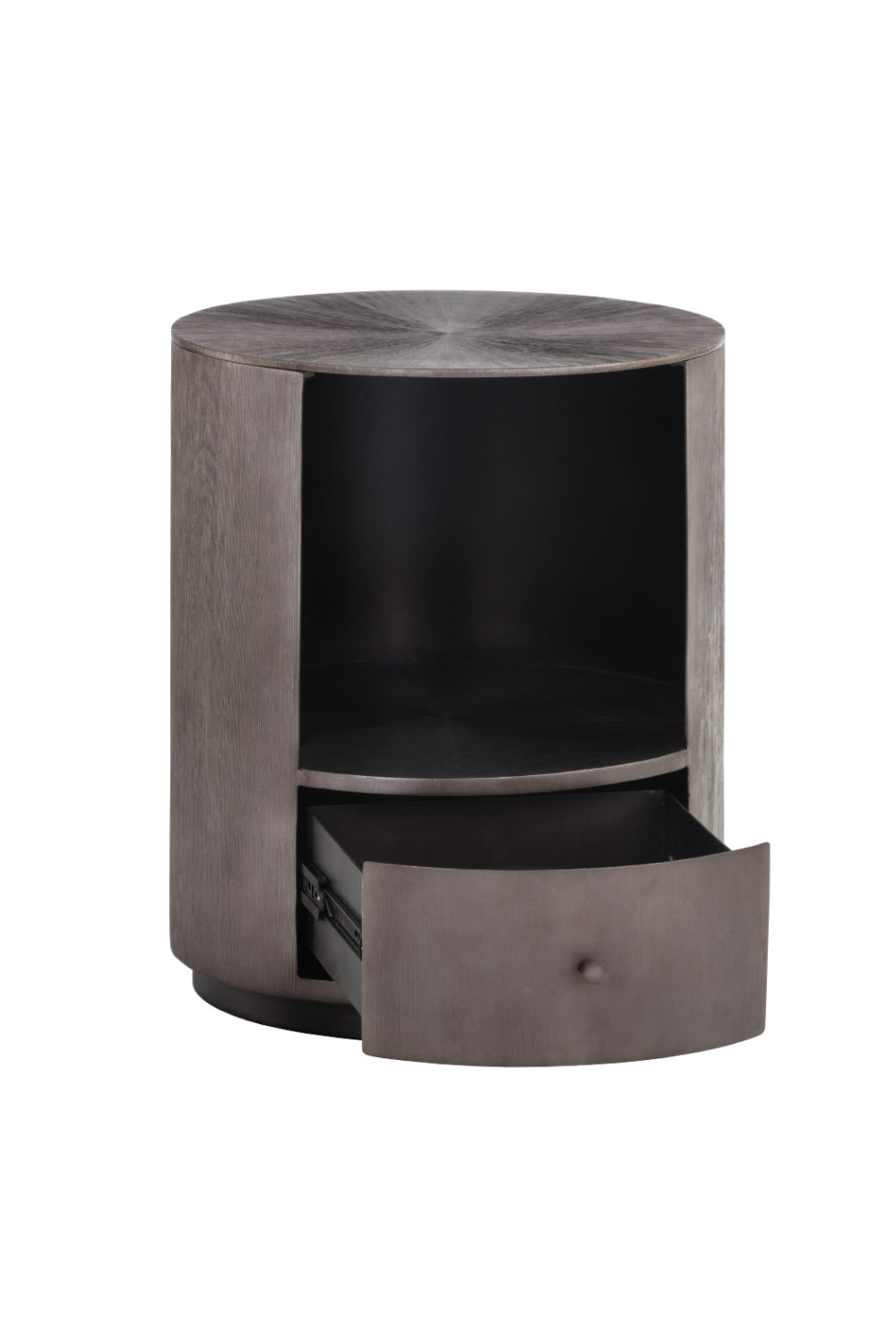 Modern European furniture - Round Gunmetal 1-Drawer Nightstand - www.oroa.com | Oroa.com