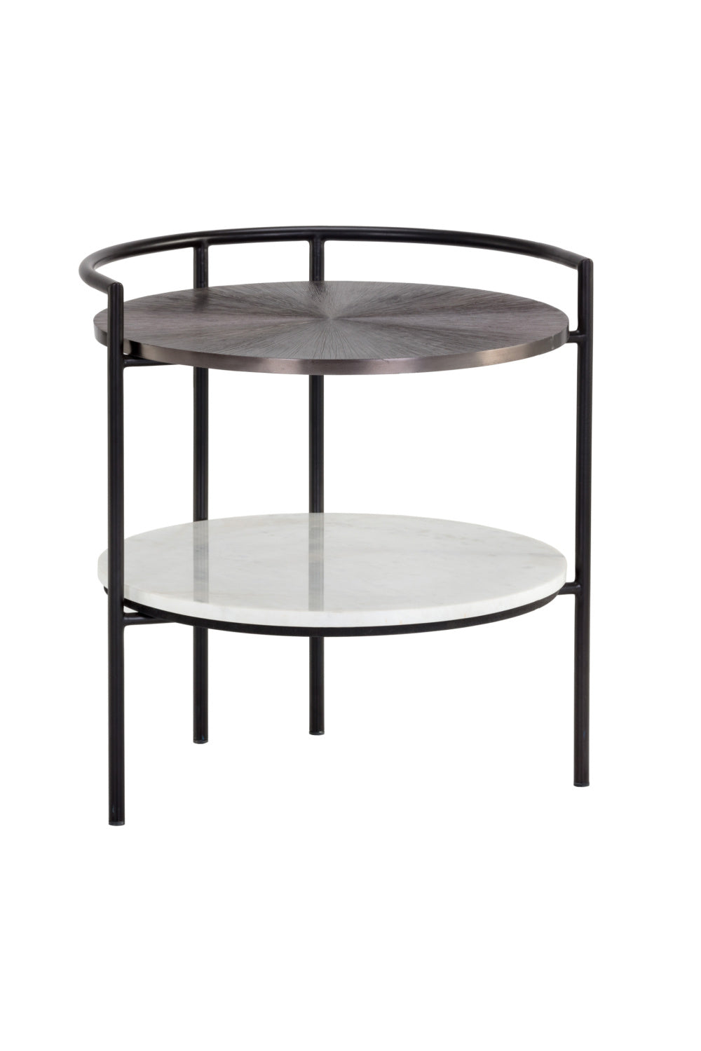 Modern European furniture - Round Gunmetal & Marble Nightstand - www.oroa.com | Oroa.com