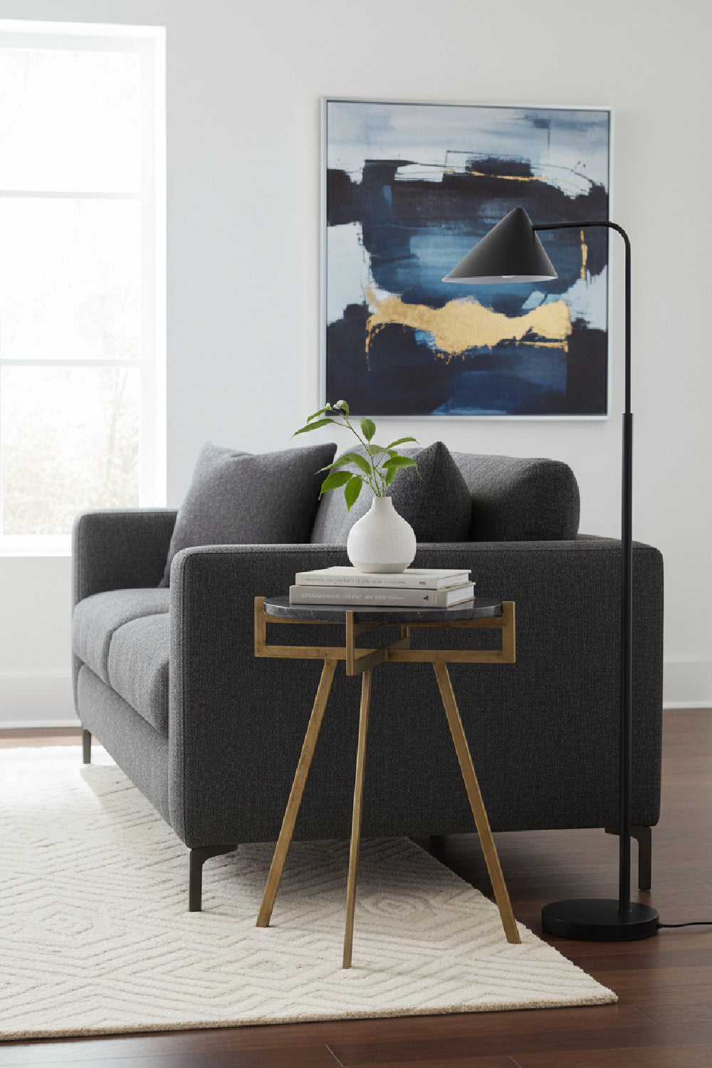 Modern European furniture - Antique Brass Marble End Table - www.oroa.com | Oroa.com
