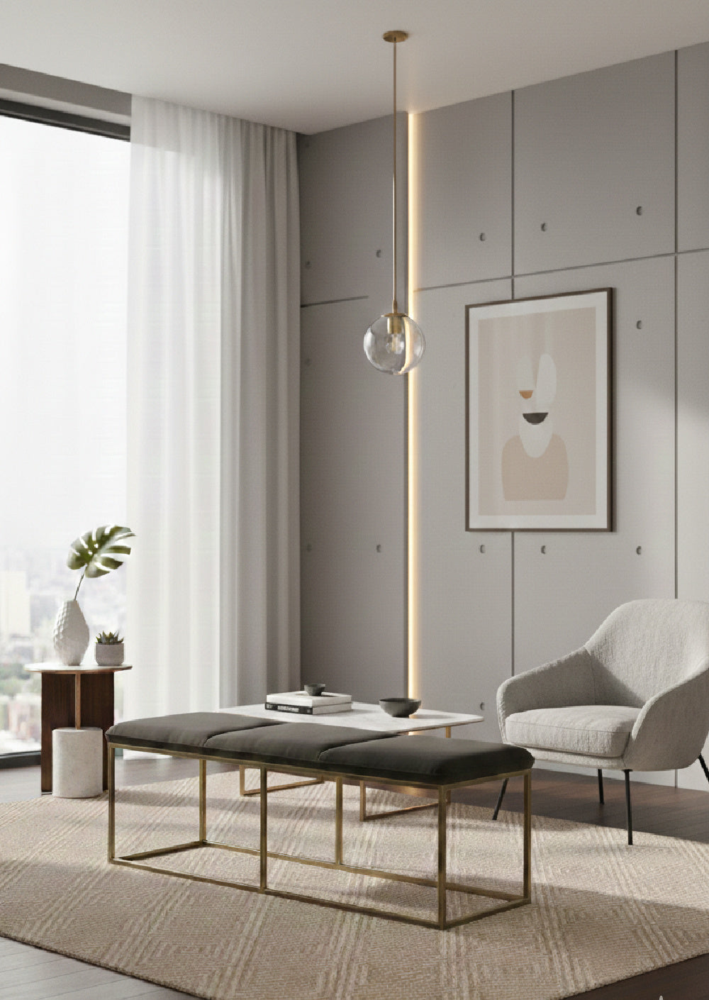 Modern European furniture - Rustic Bronze Frame Bench - www.oroa.com | Oroa.com