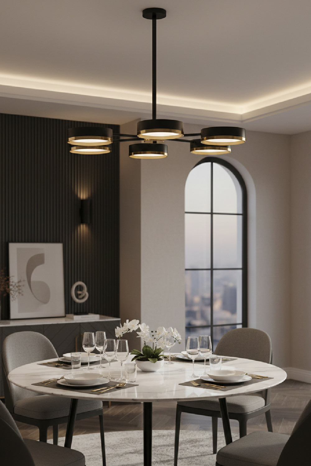 Modern European furniture - Black Round 6-Light Chandelier - www.oroa.com | Oroa.com
