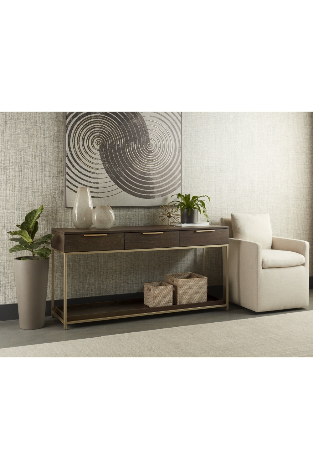 Modern European furniture - Gray Oak 3-Drawer Console Table - www.oroa.com | Oroa.com