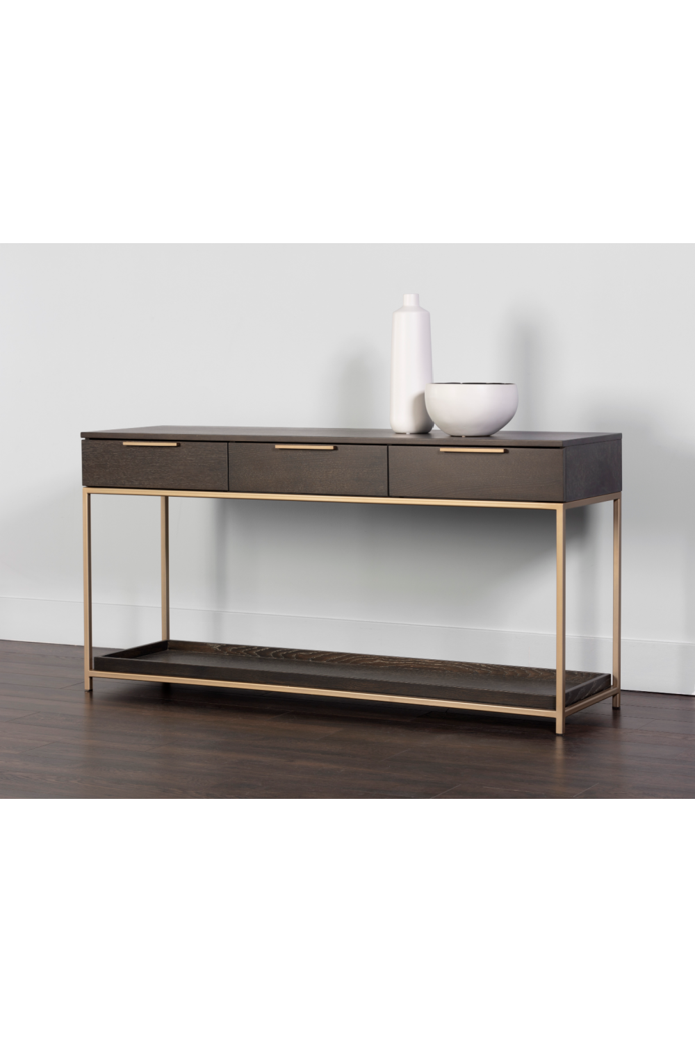 Modern European furniture - Gray Oak 3-Drawer Console Table - www.oroa.com | Oroa.com