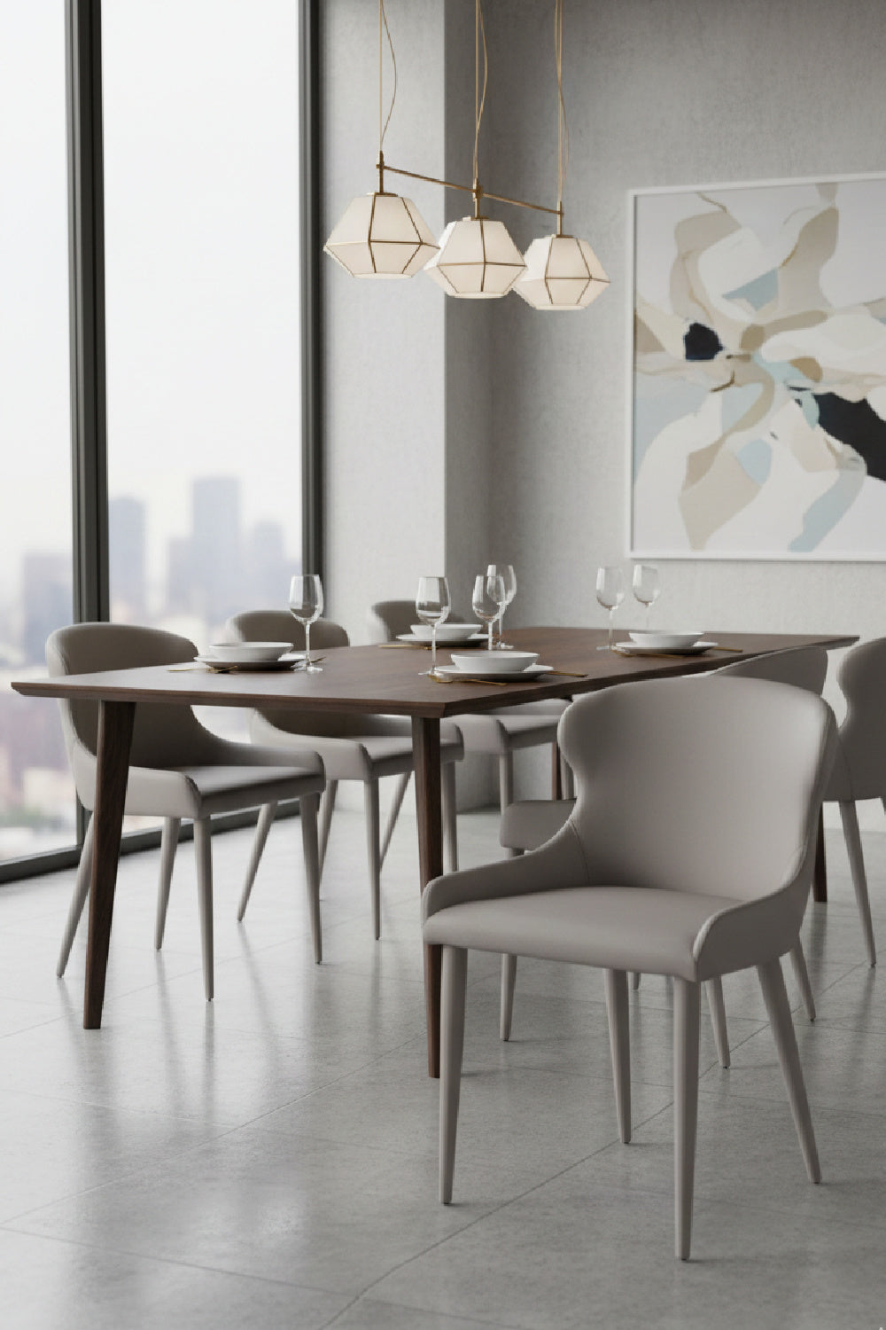 Modern European furniture - Taupe Leather Dining Chairs (2) - www.oroa.com | Oroa.com