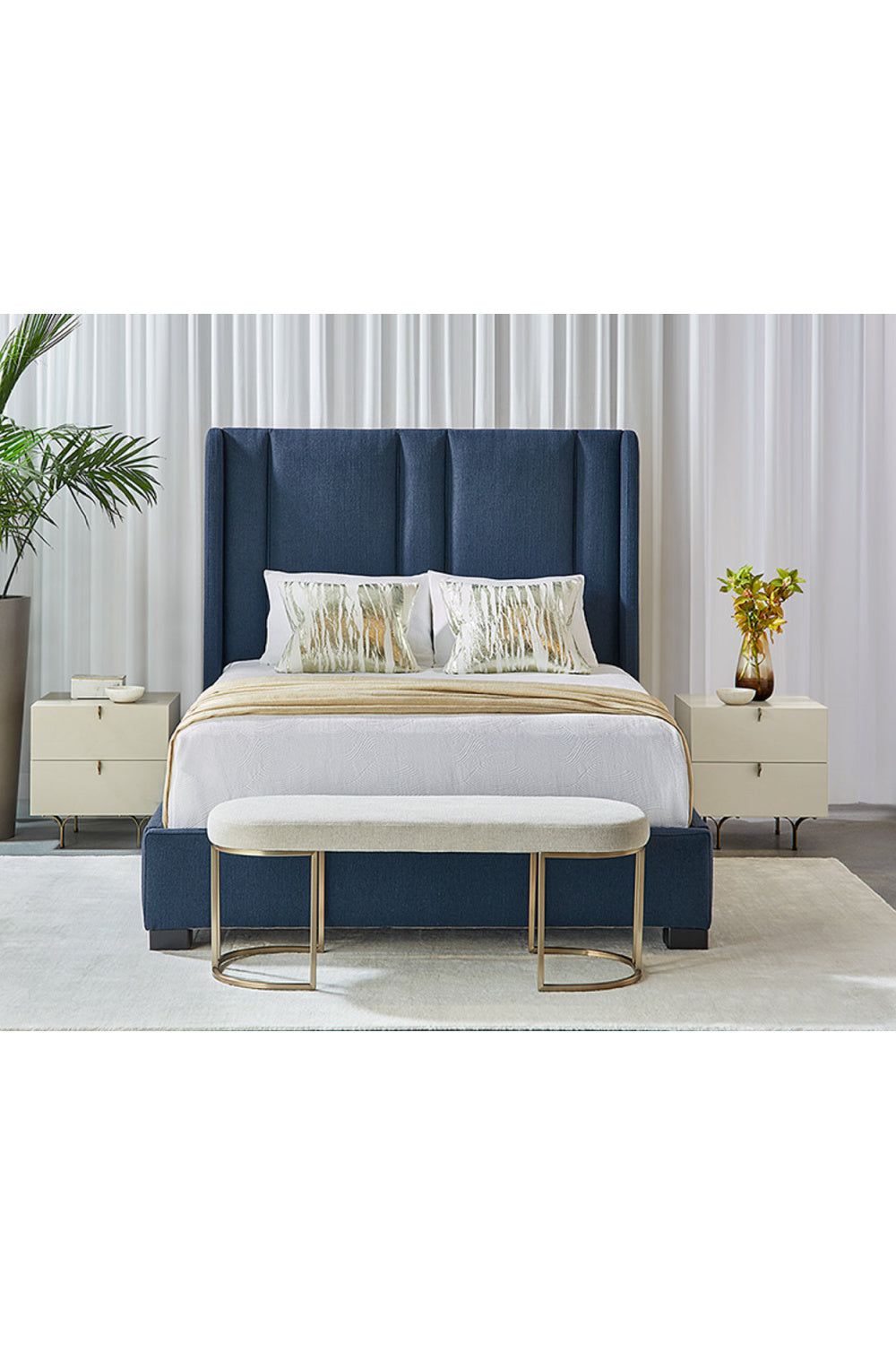 Modern European furniture - Oval Cream Fabric Bench - www.oroa.com | Oroa.com