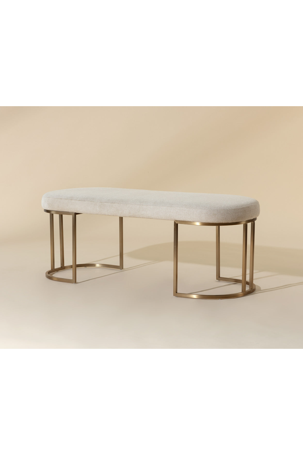 Modern European furniture - Oval Cream Fabric Bench - www.oroa.com | Oroa.com