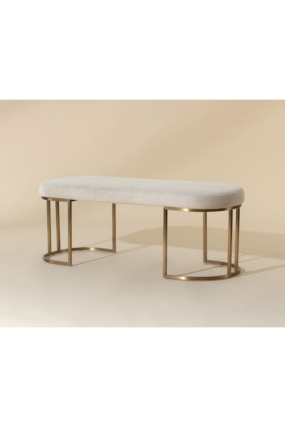 Modern European furniture - Oval Cream Fabric Bench - www.oroa.com | Oroa.com