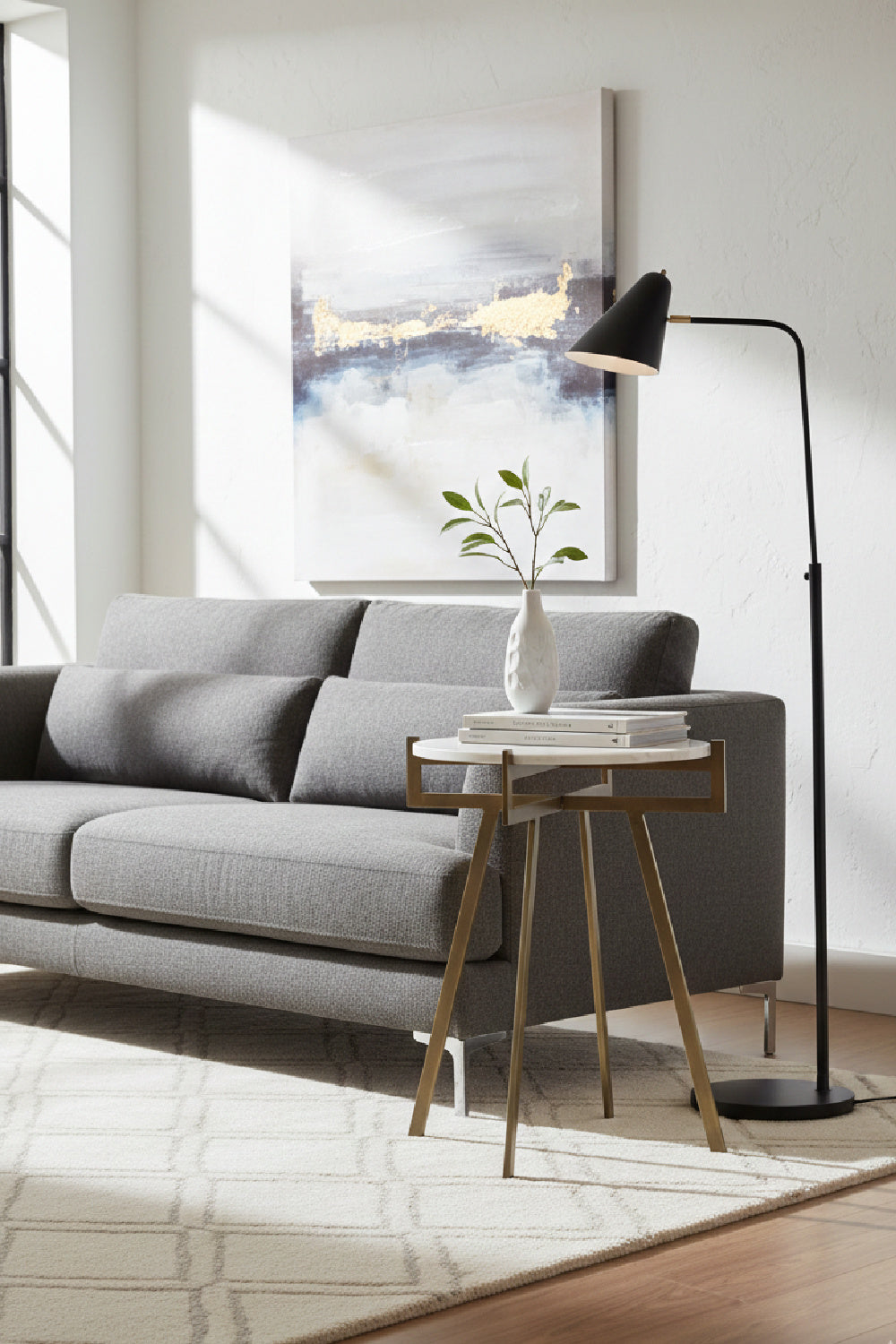 Modern European furniture - Antique Brass Marble End Table - www.oroa.com | Oroa.com