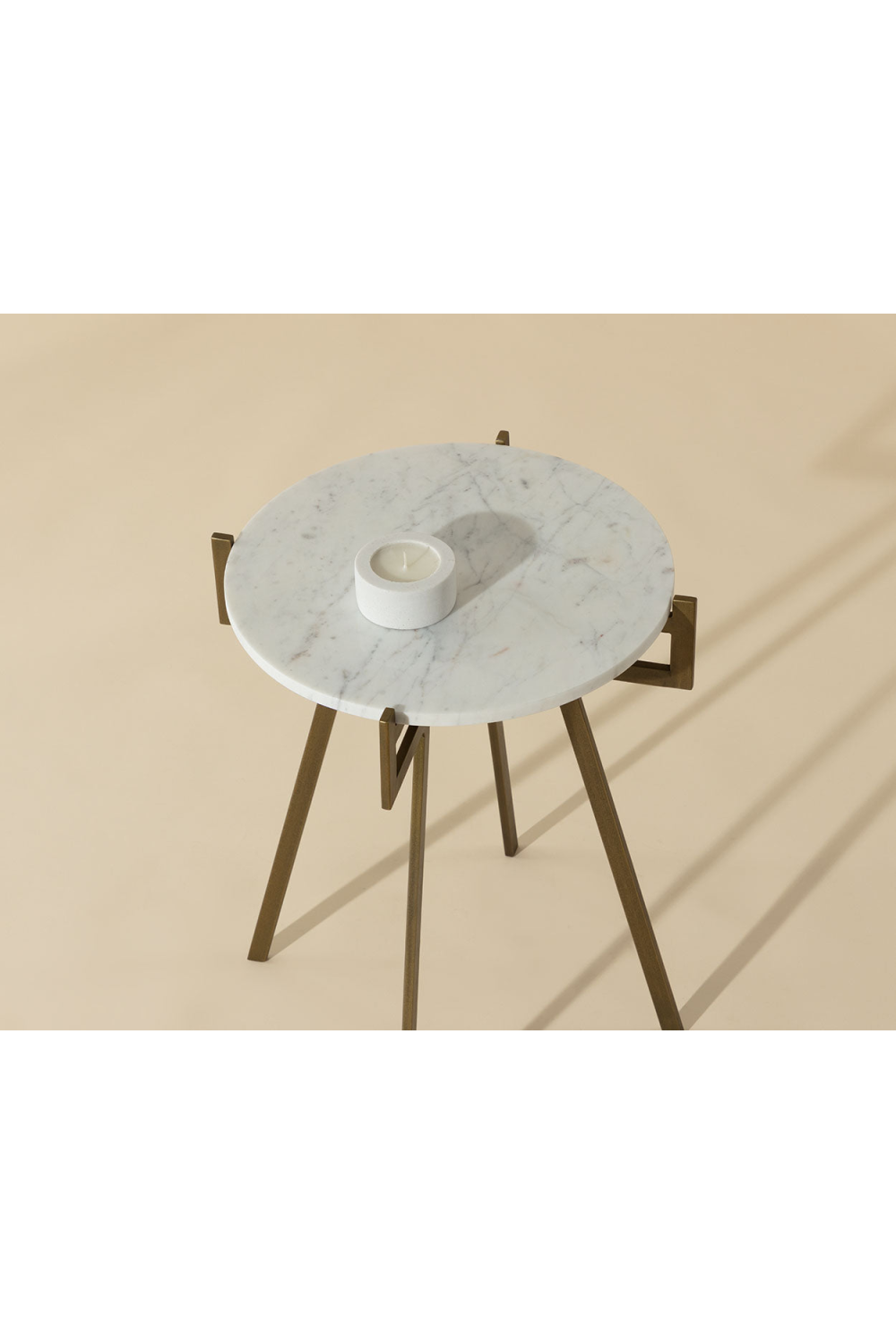 Modern European furniture - Antique Brass Marble End Table - www.oroa.com | Oroa.com
